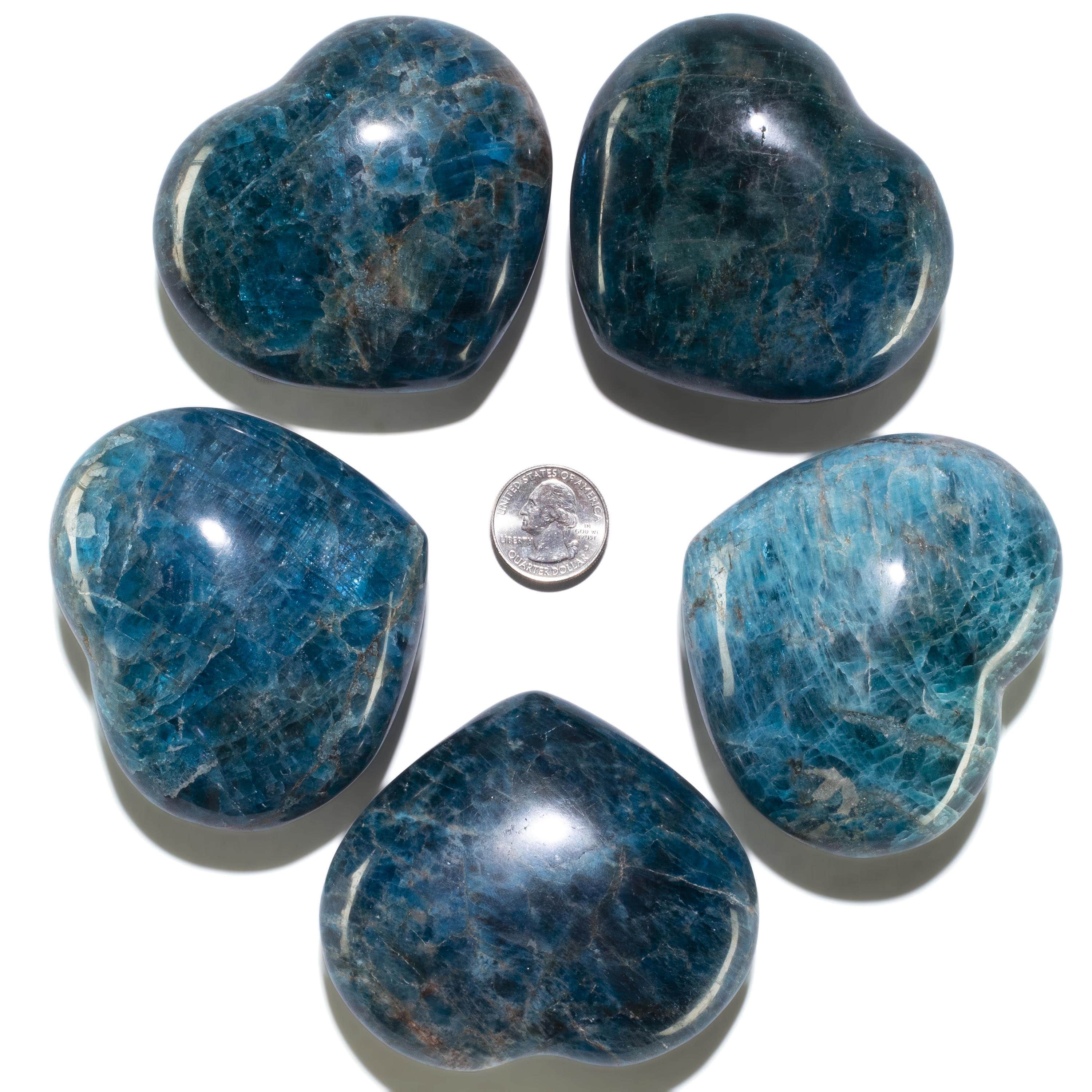 KALIFANO Blue Apatite Blue Apatite Gemstone Heart Carving 250g / 3.5in. GH240-AP