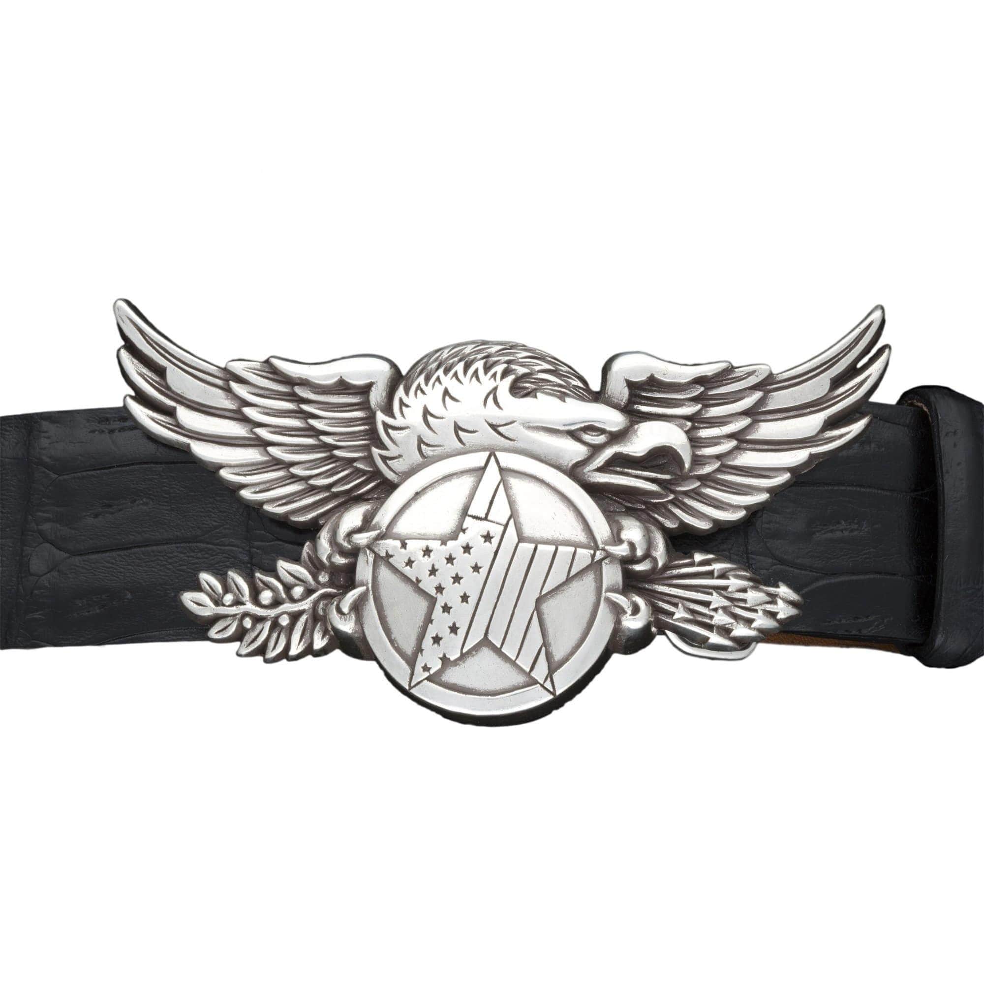 Kalifano Buckles KB40-0487AS - Kalifano Buckle 40mm Americana - Antique Silver KB40-0487AS