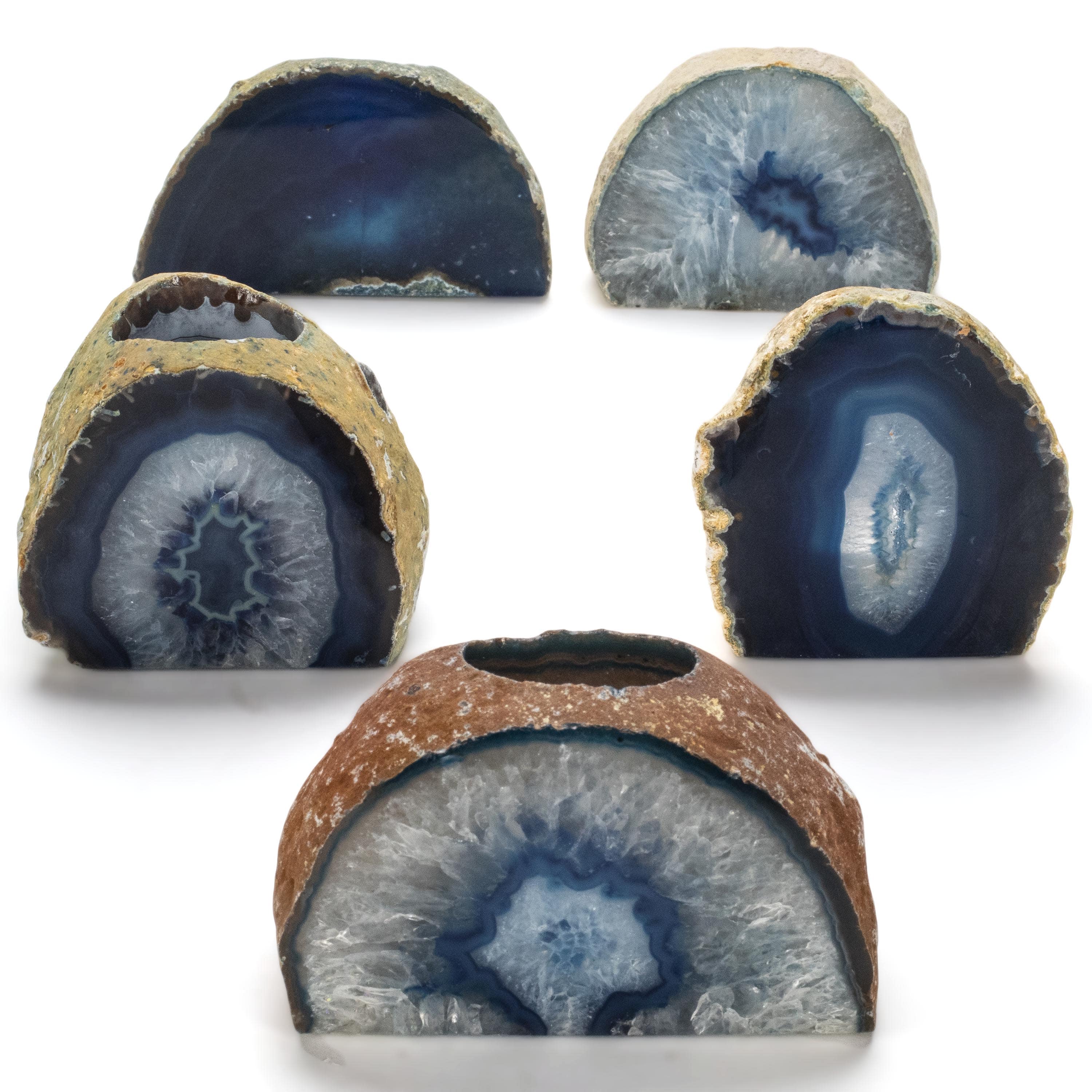 Kalifano Candle Holders Blue Agate Candle and Pen Holder GCH-BA