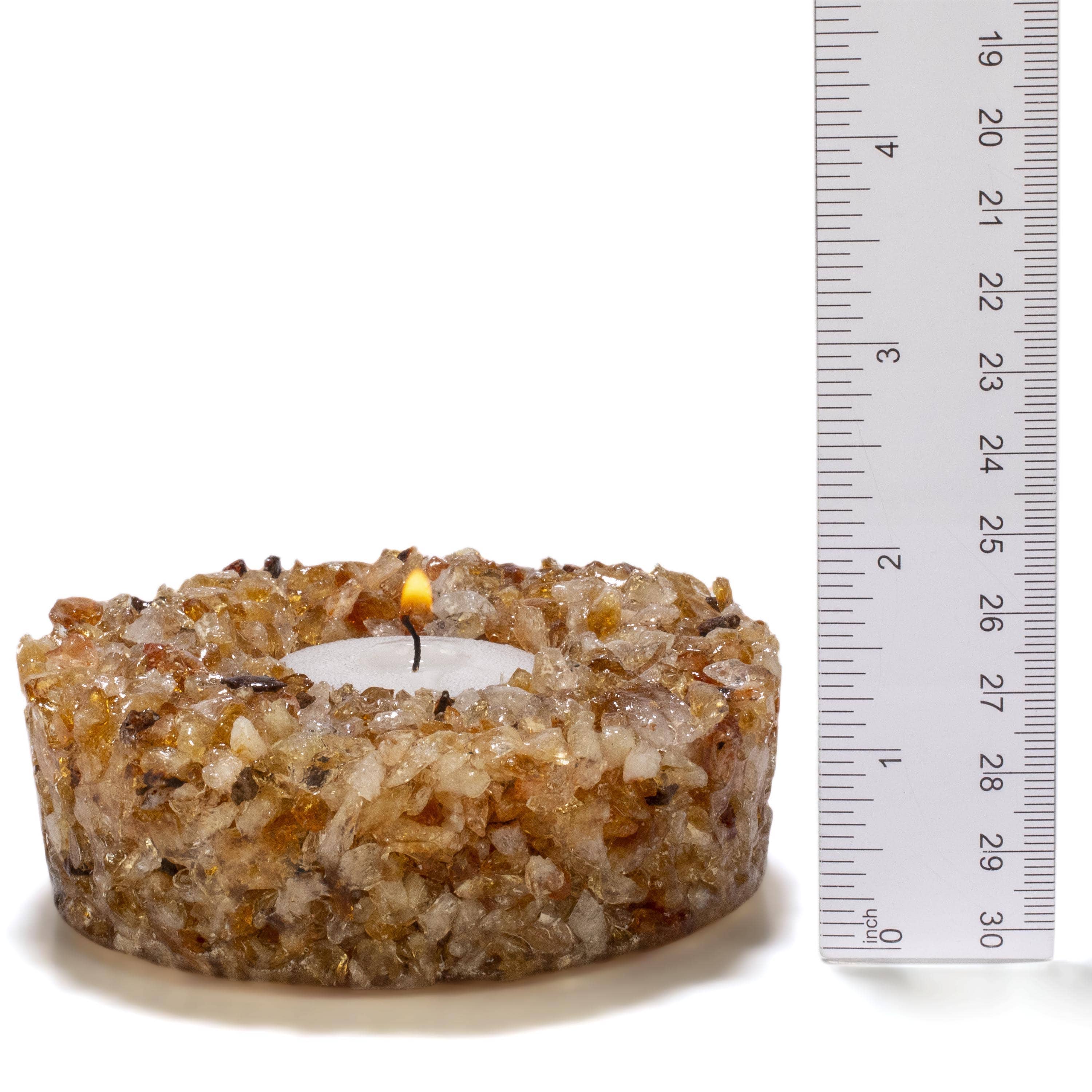 Kalifano Candle Holders Crushed Citrine Tealight Candle Holder GCH-17