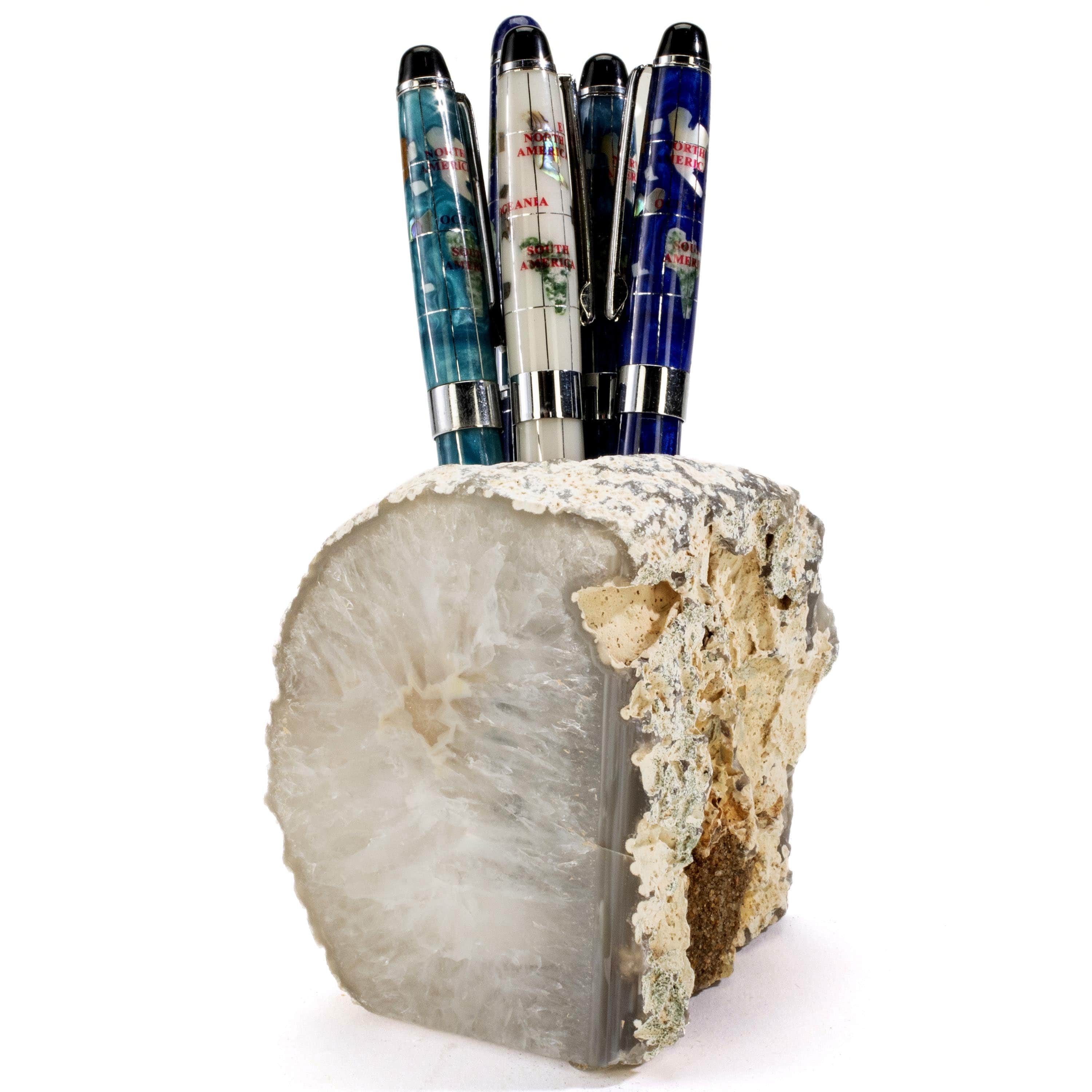 Kalifano Candle Holders Crystal Agate Candle and Pen Holder GCH-QA