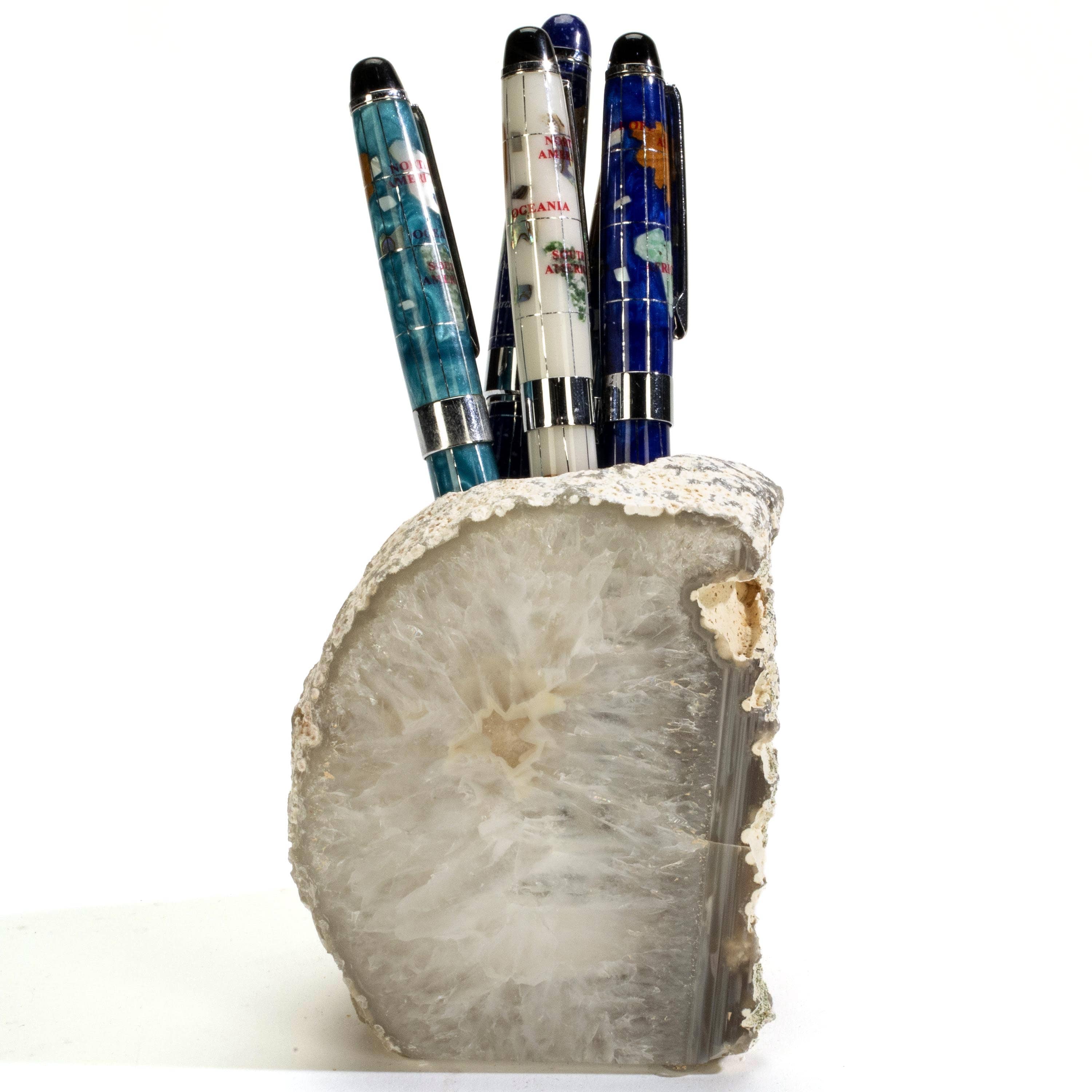 Kalifano Candle Holders Crystal Agate Candle and Pen Holder GCH-QA