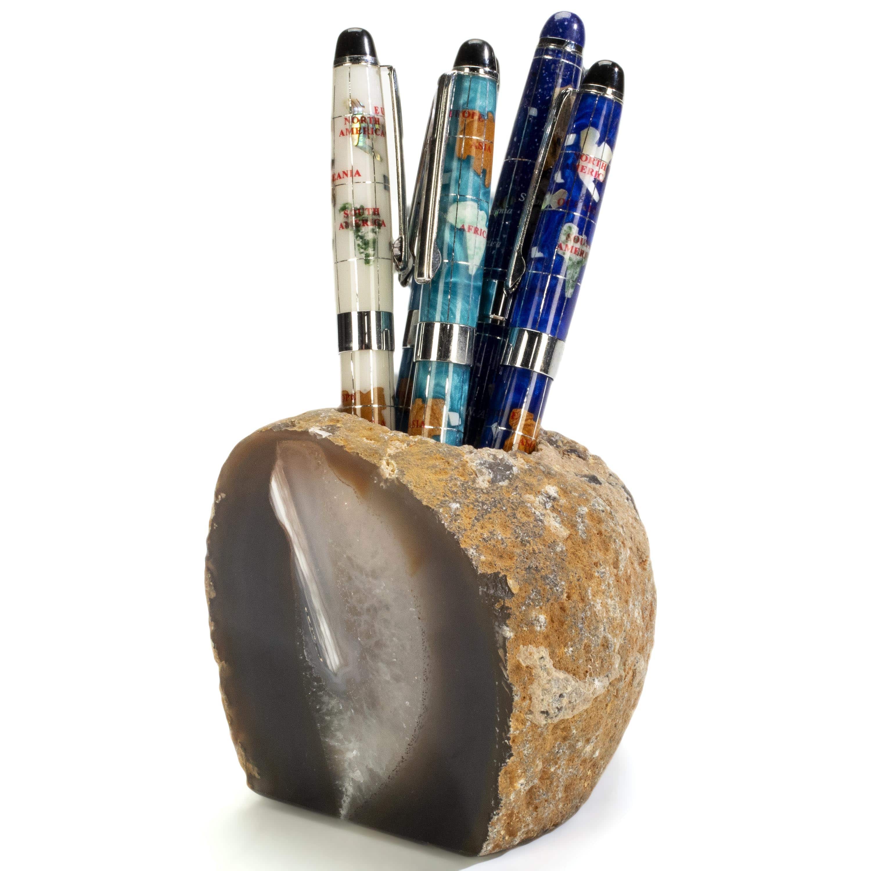 Kalifano Candle Holders Natural Agate Candle and Pen Holder GCH-AG