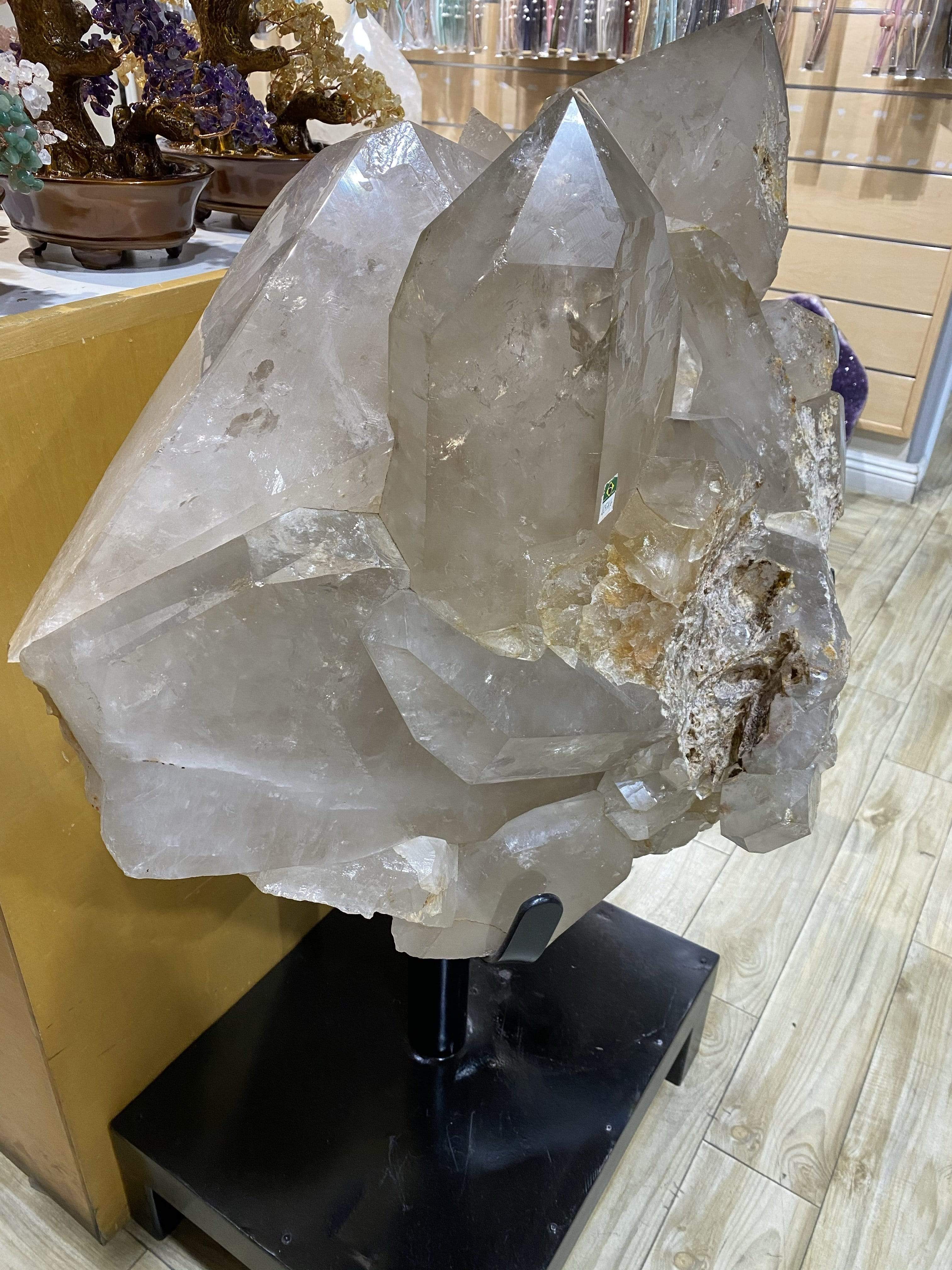 Kalifano Cluster Quartz QC24000.001 - Quartz Cluster - Brazil- 231lbs 105 kg - 42”x27” - Custom Base QC24000.001