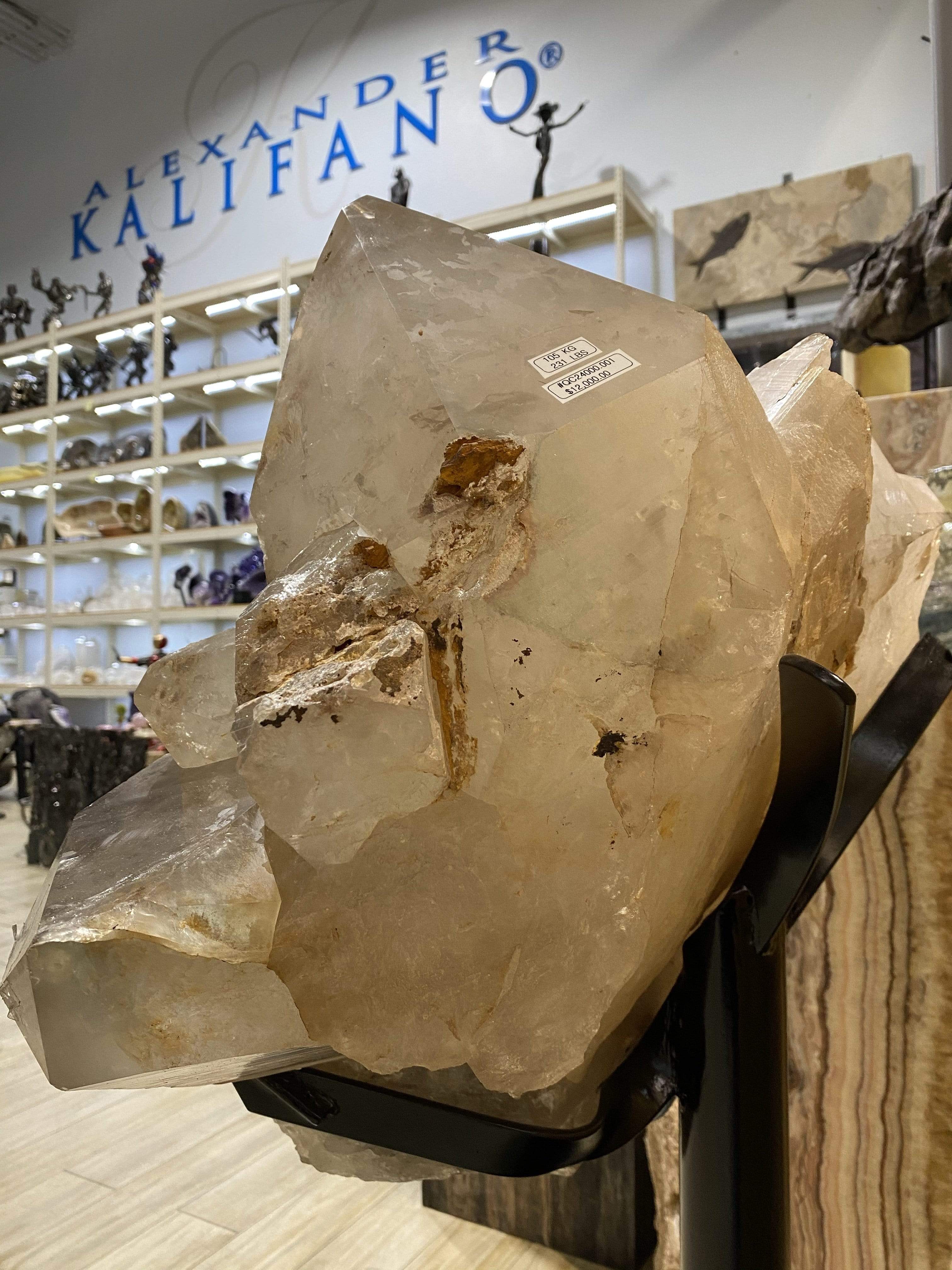 Kalifano Cluster Quartz QC24000.001 - Quartz Cluster - Brazil- 231lbs 105 kg - 42”x27” - Custom Base QC24000.001