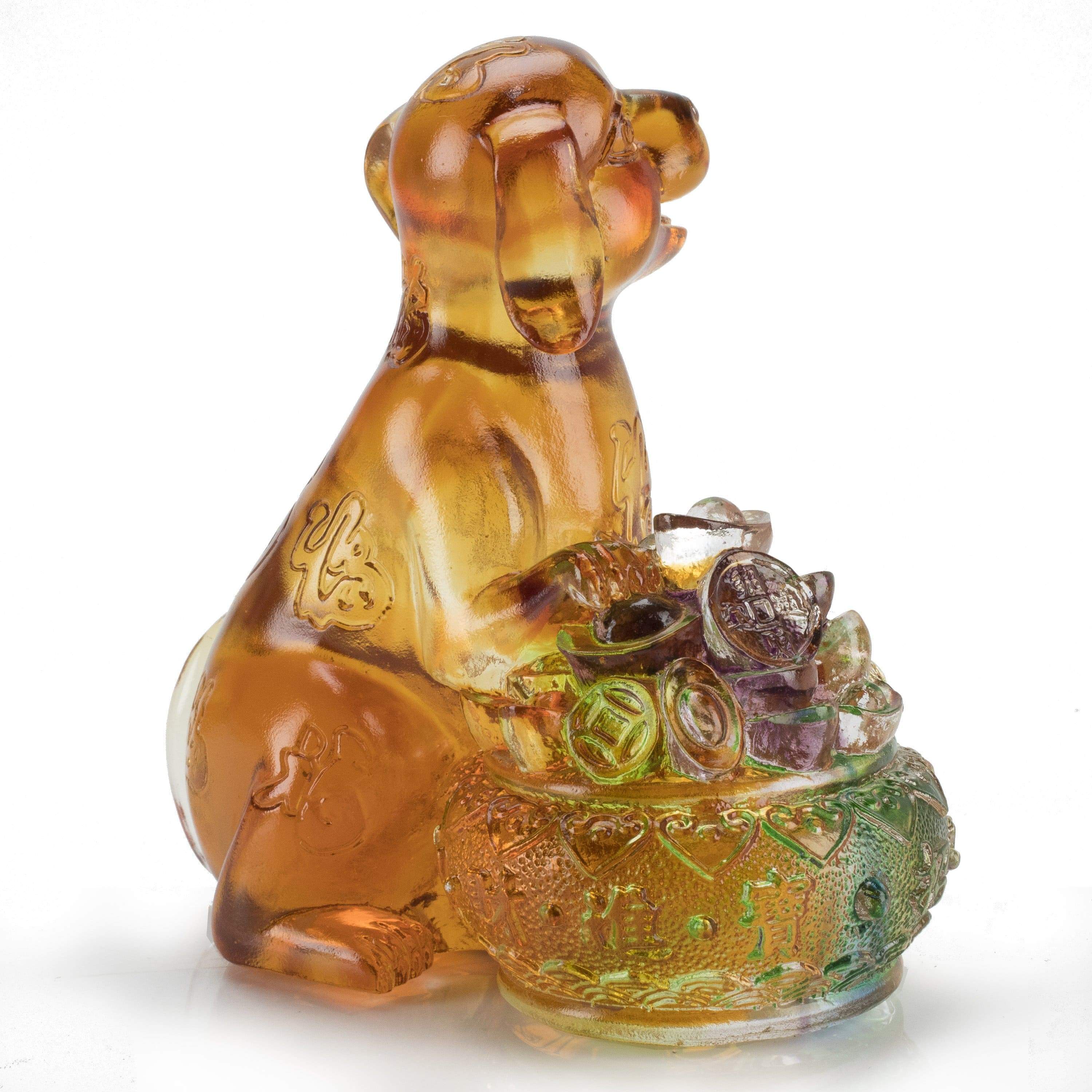 Kalifano Crystal Carving Money Dog Crystal Carving Art CRYSTAL.186