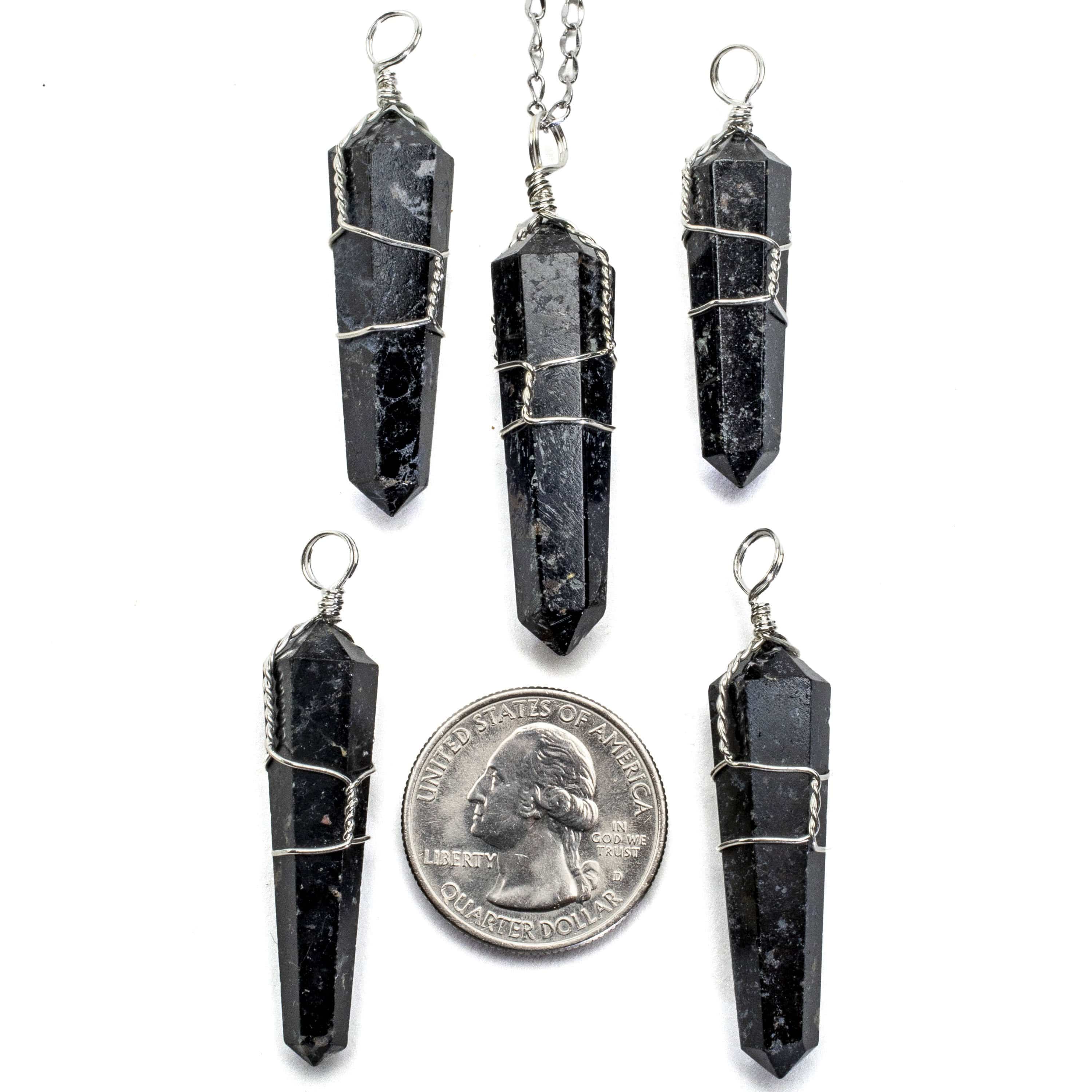 Kalifano Crystal Jewelry Black Tourmaline Point Healing Stone Pendant CJ20-BT