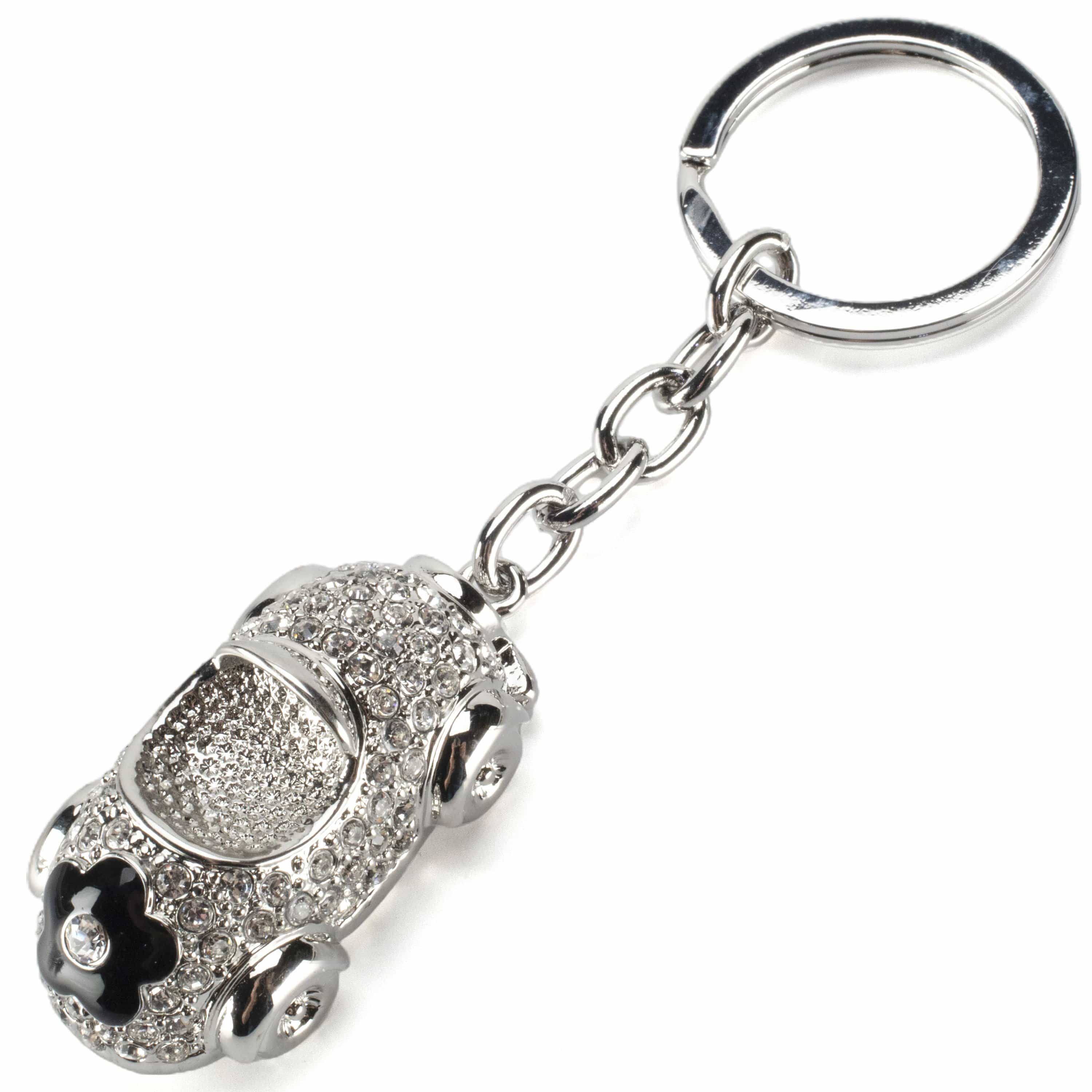 Kalifano Crystal Keychains Black Flower Car Keychain made with Swarovski Crystals SKC-042