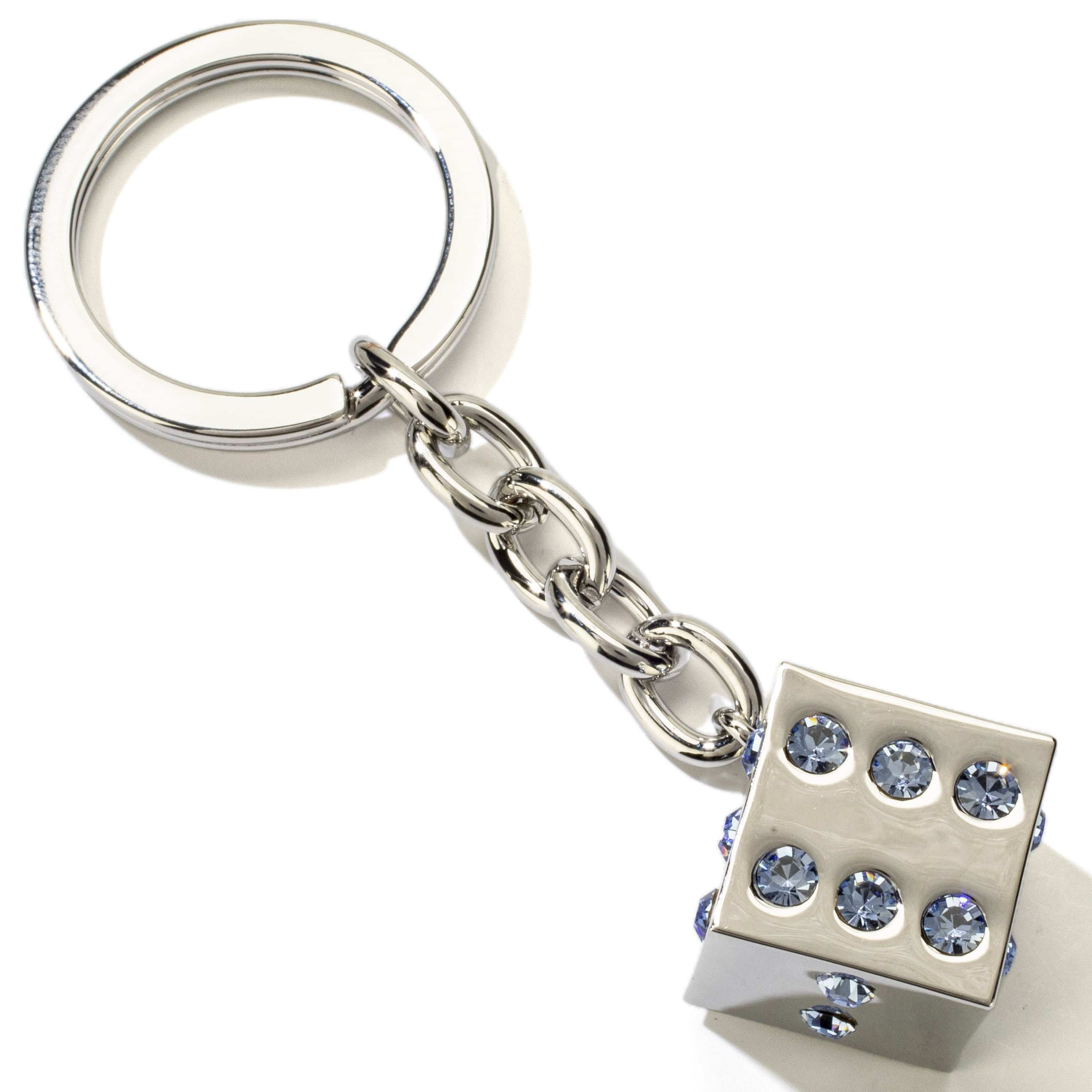 Kalifano Crystal Keychains Blue Dice Keychain made with Swarovski Crystals SKC-131