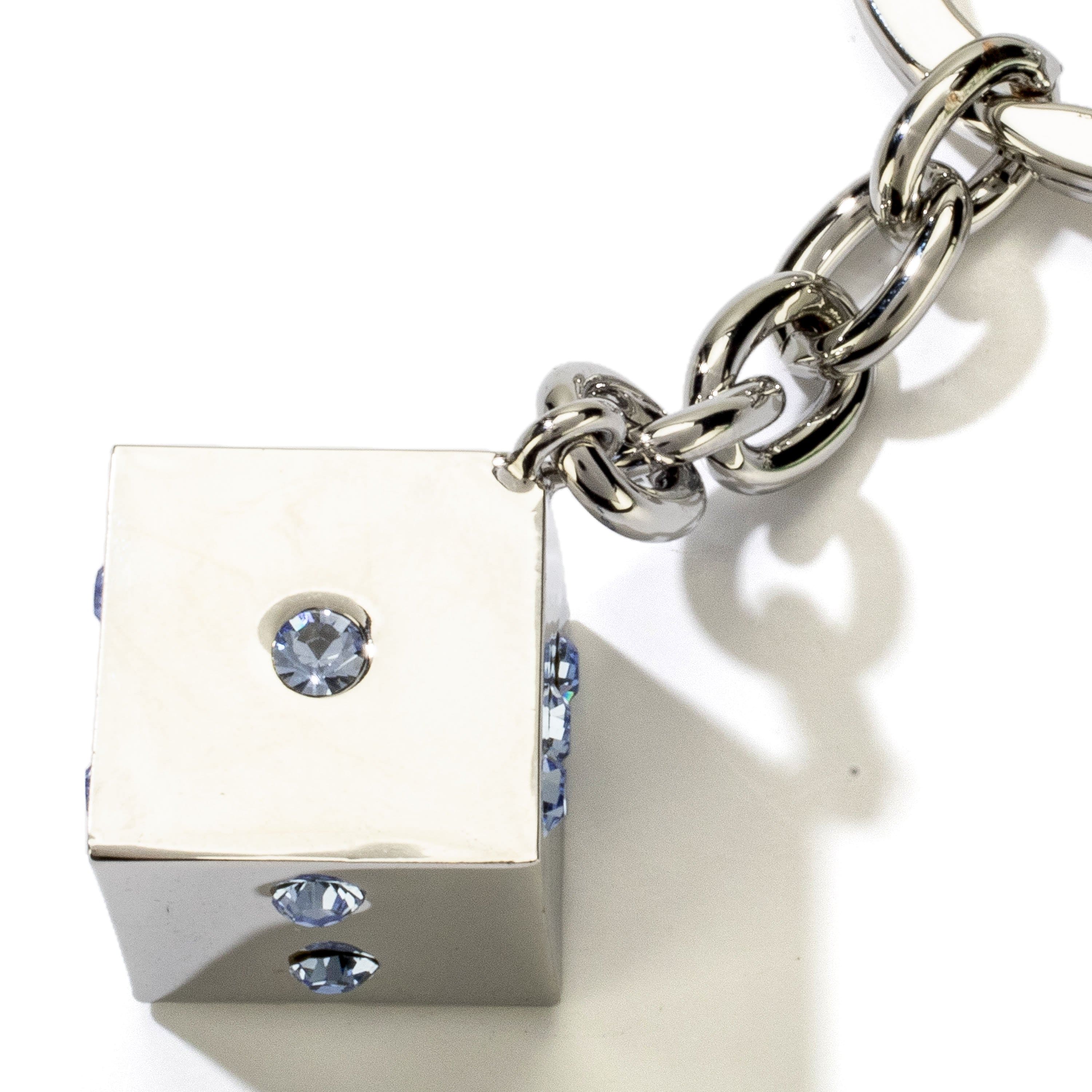 Kalifano Crystal Keychains Blue Dice Keychain made with Swarovski Crystals SKC-131