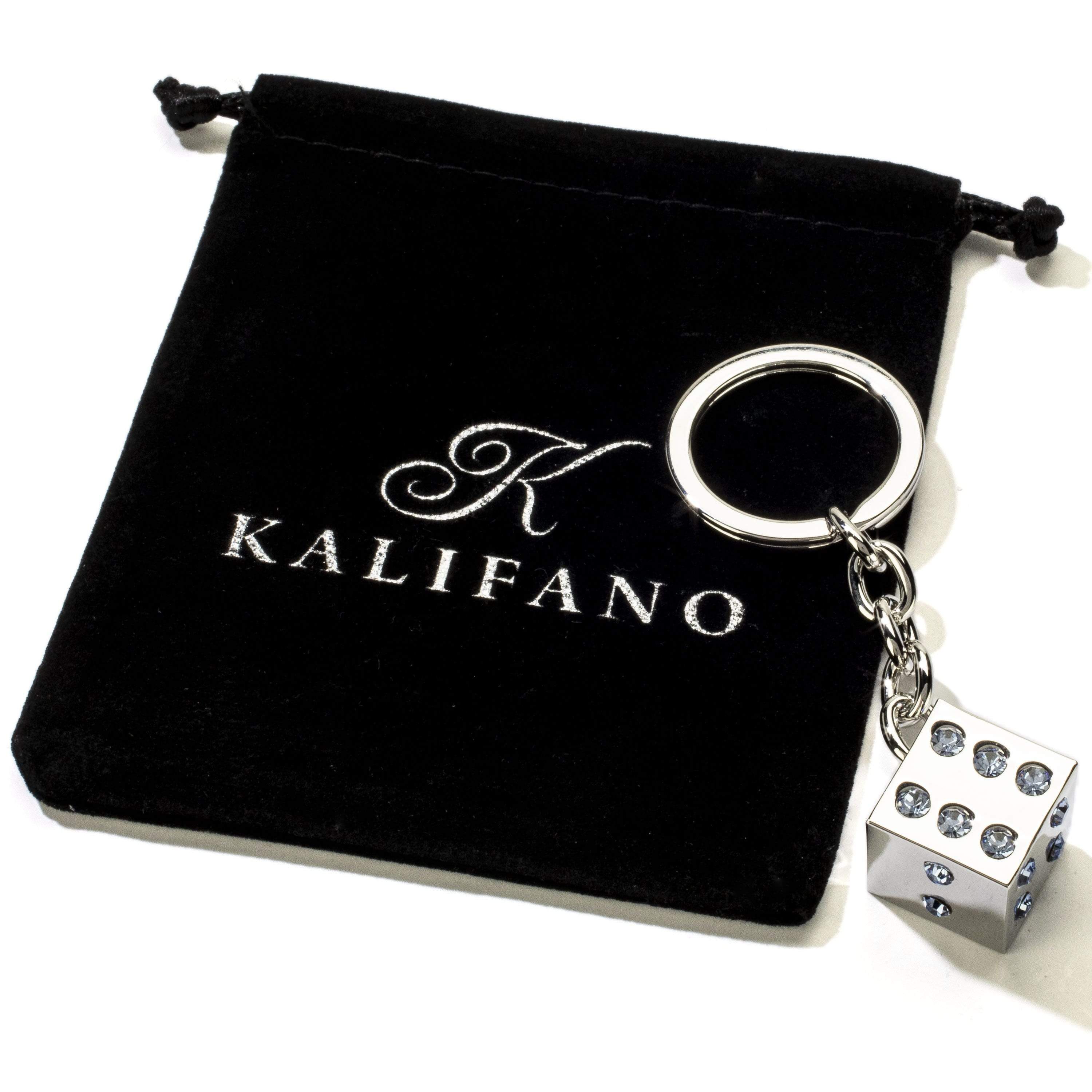 Kalifano Crystal Keychains Blue Dice Keychain made with Swarovski Crystals SKC-131