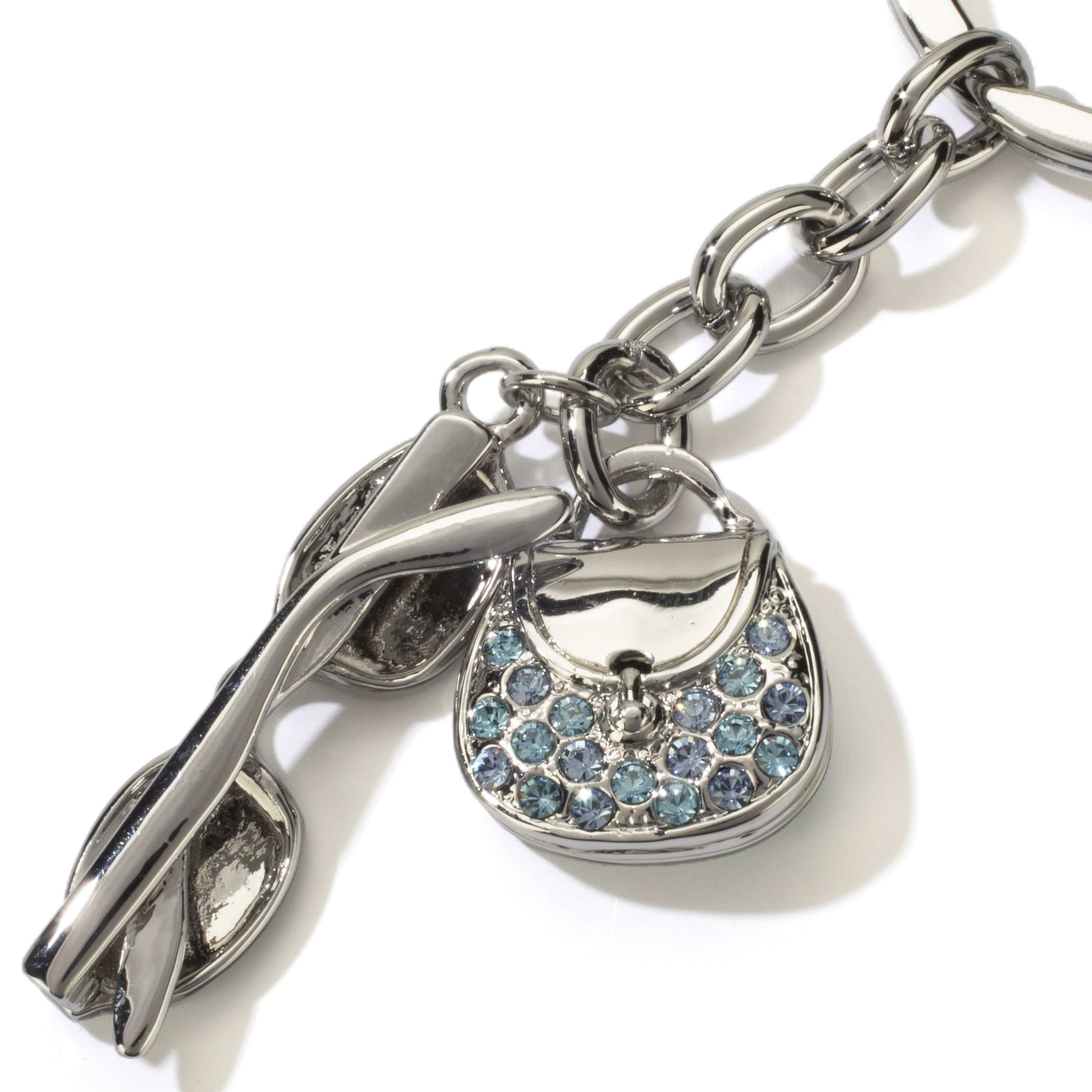 Kalifano Crystal Keychains Blue Glasses & Purse Keychain made with Swarovski Crystals SKC-033