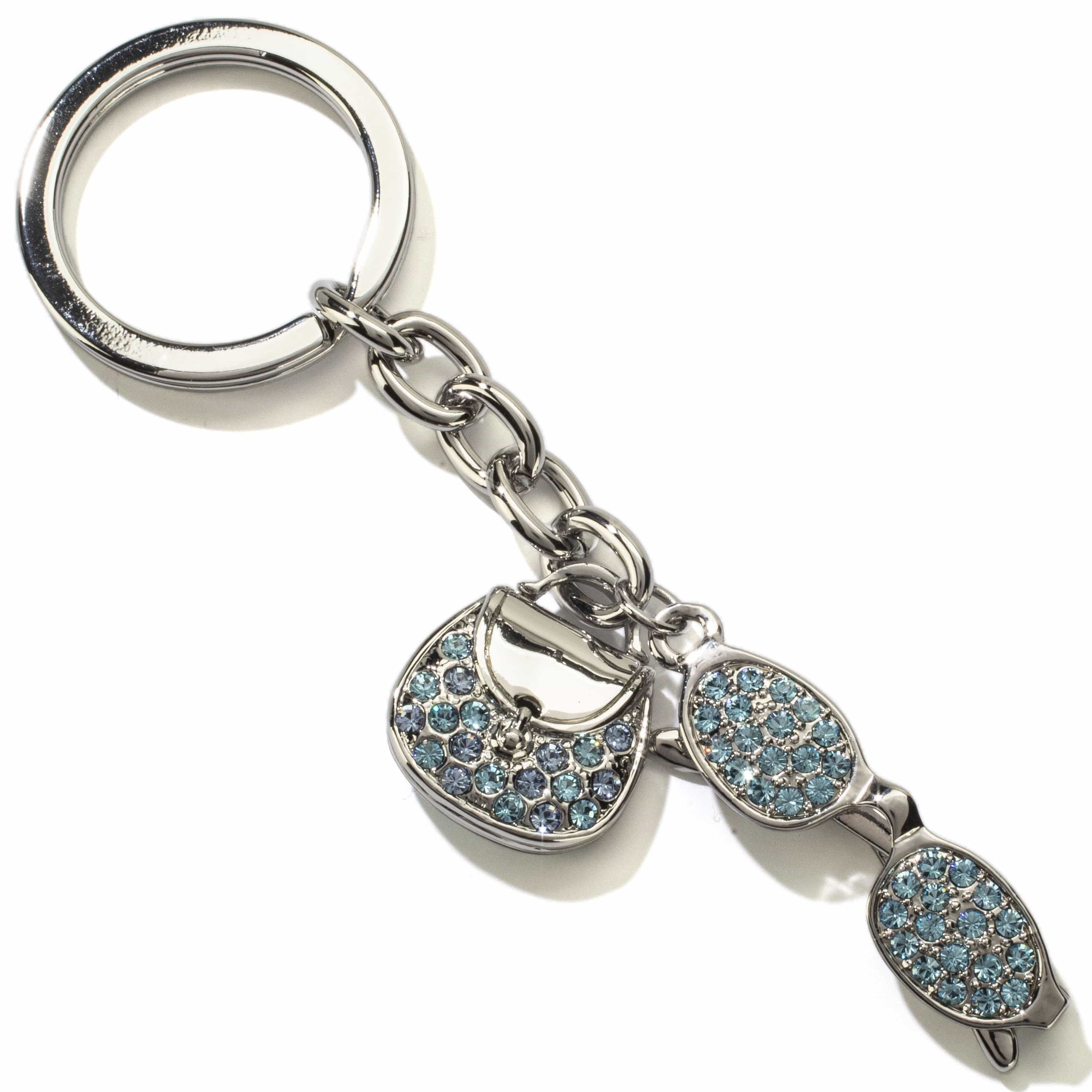 Kalifano Crystal Keychains Blue Glasses & Purse Keychain made with Swarovski Crystals SKC-033