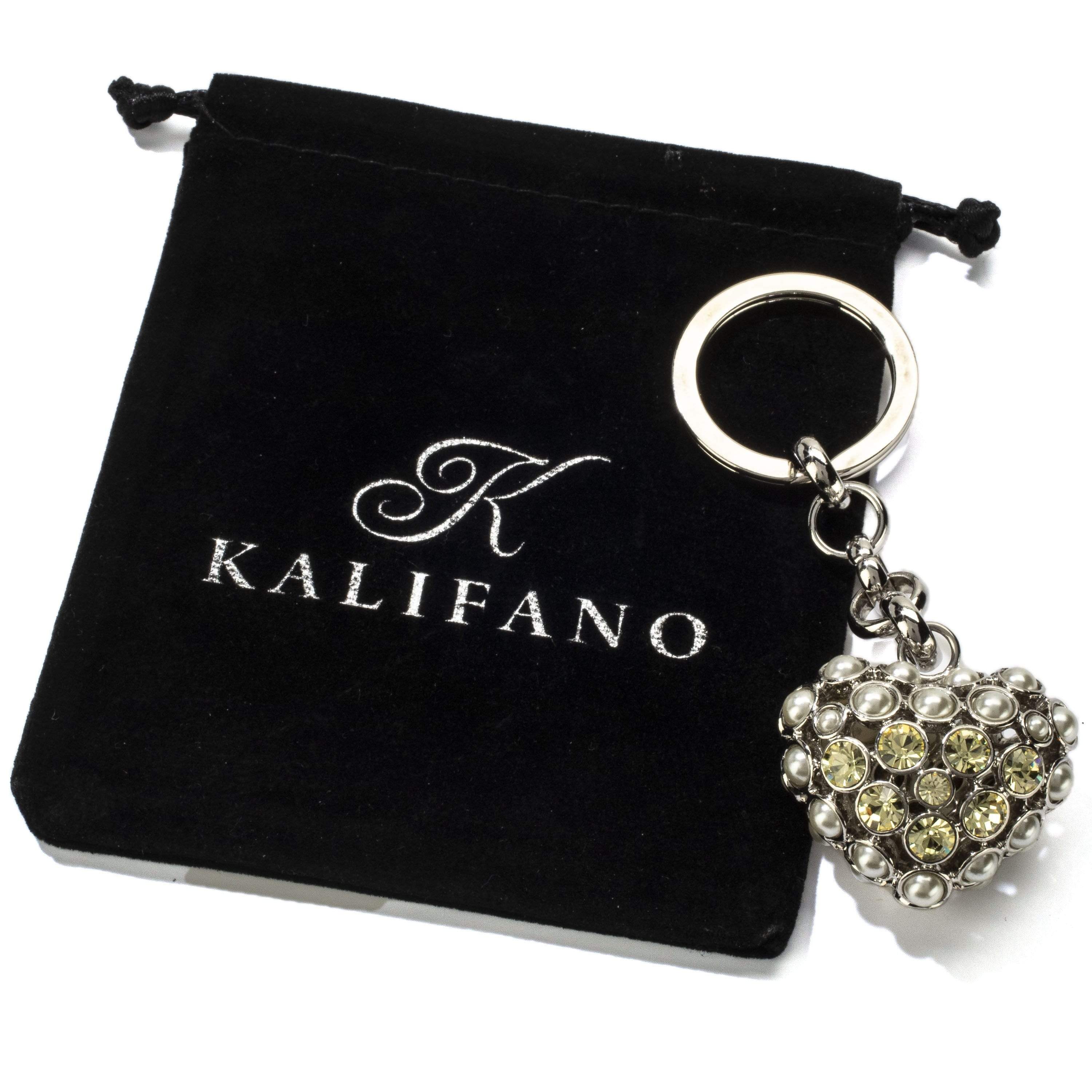 Kalifano Crystal Keychains Citrine Heart Keychain made with Swarovski Crystals SKC-025