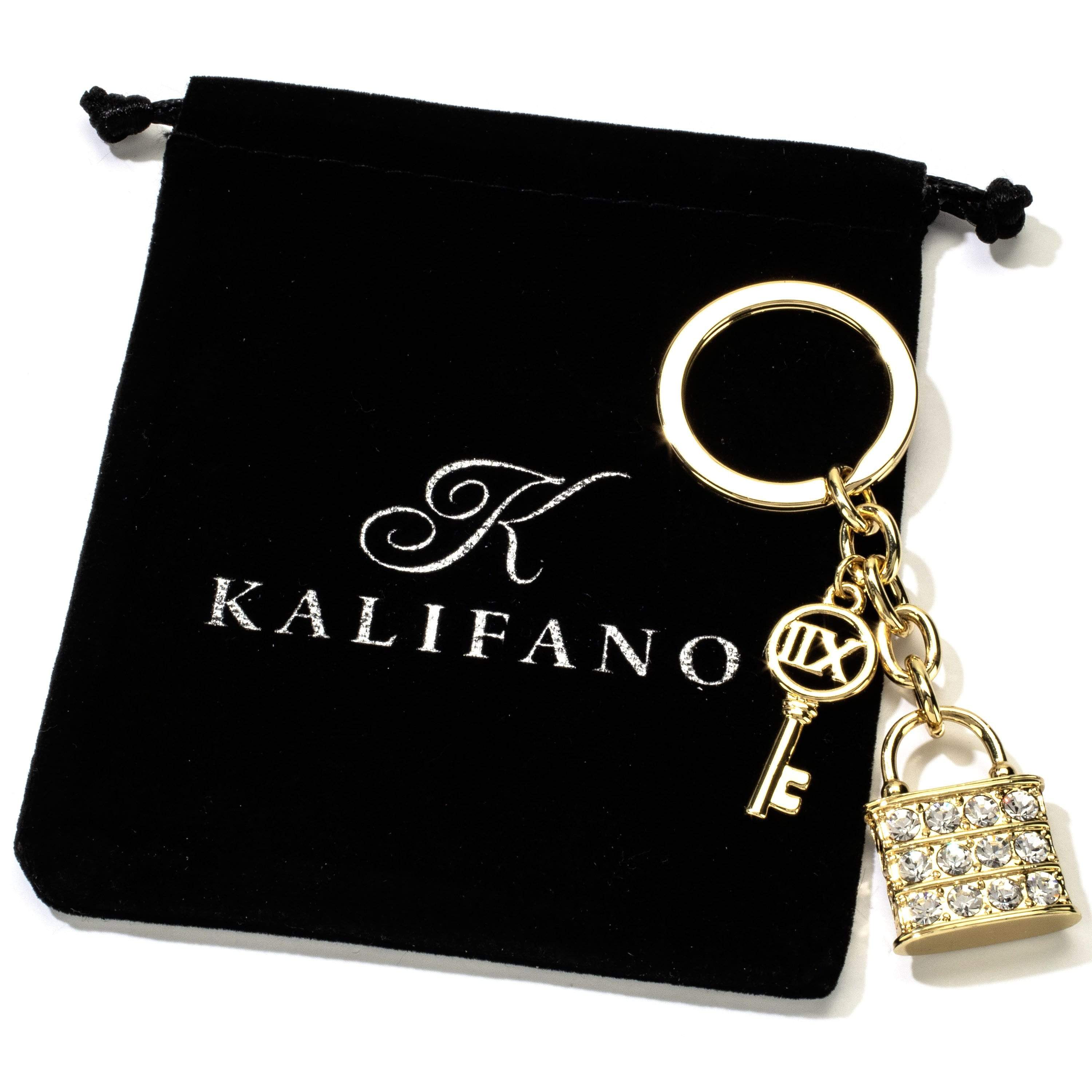 Kalifano Crystal Keychains Gold Atlas Key & Lock Keychain made with Swarovski Crystals SKC-171