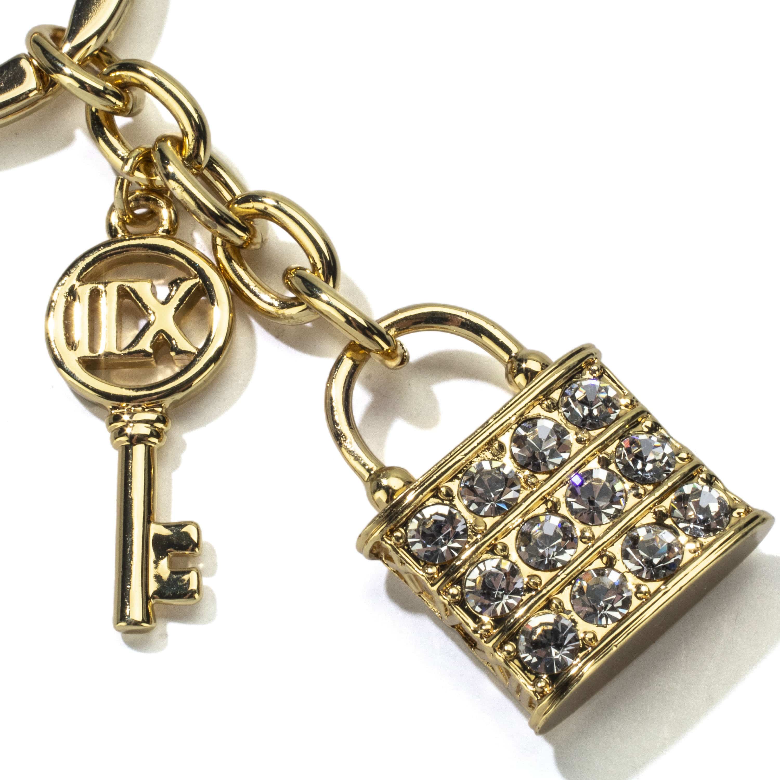 Kalifano Crystal Keychains Gold Atlas Key & Lock Keychain made with Swarovski Crystals SKC-171