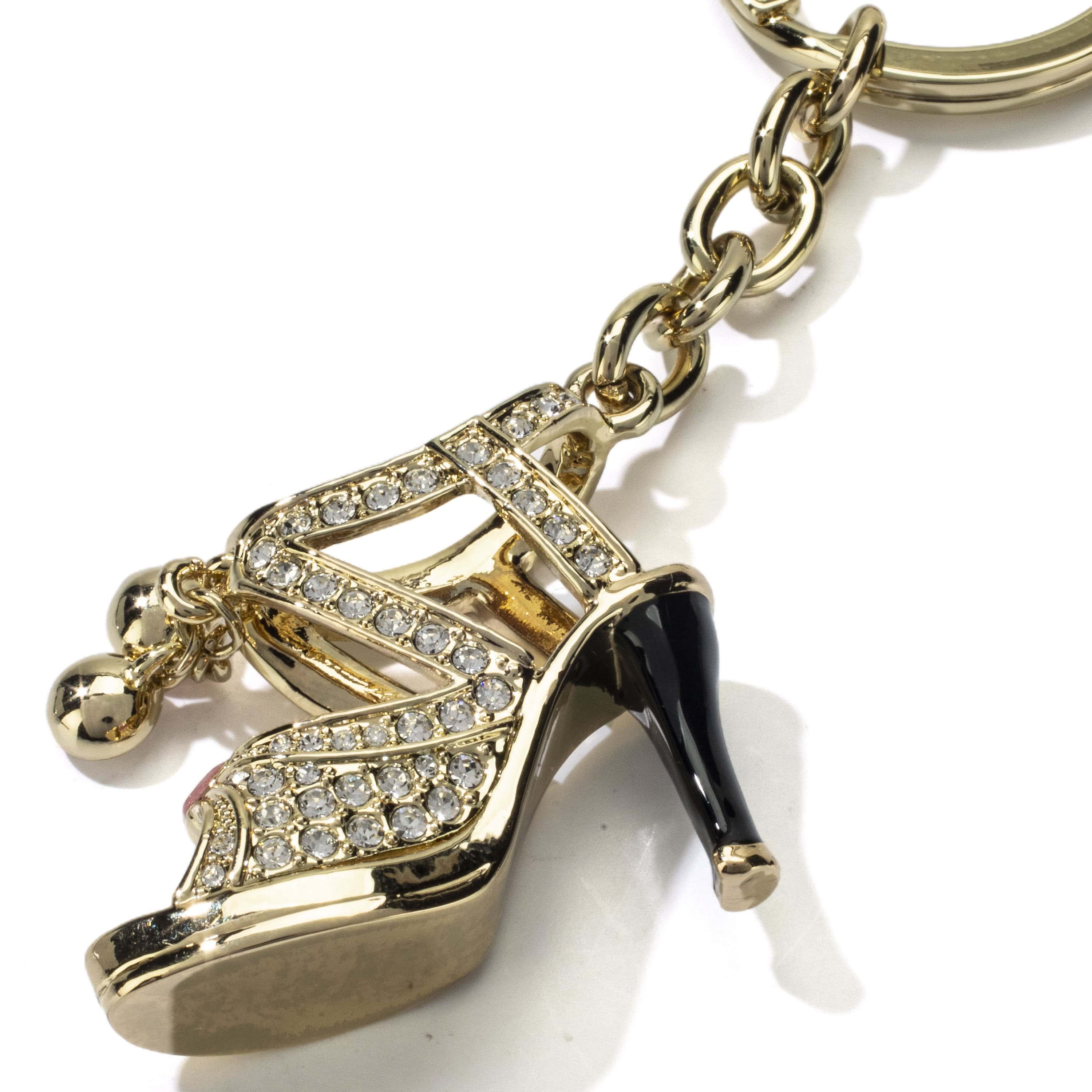 Kalifano Crystal Keychains Gold Dress Shoe Keychain made with Swarovski Crystals SKC-167
