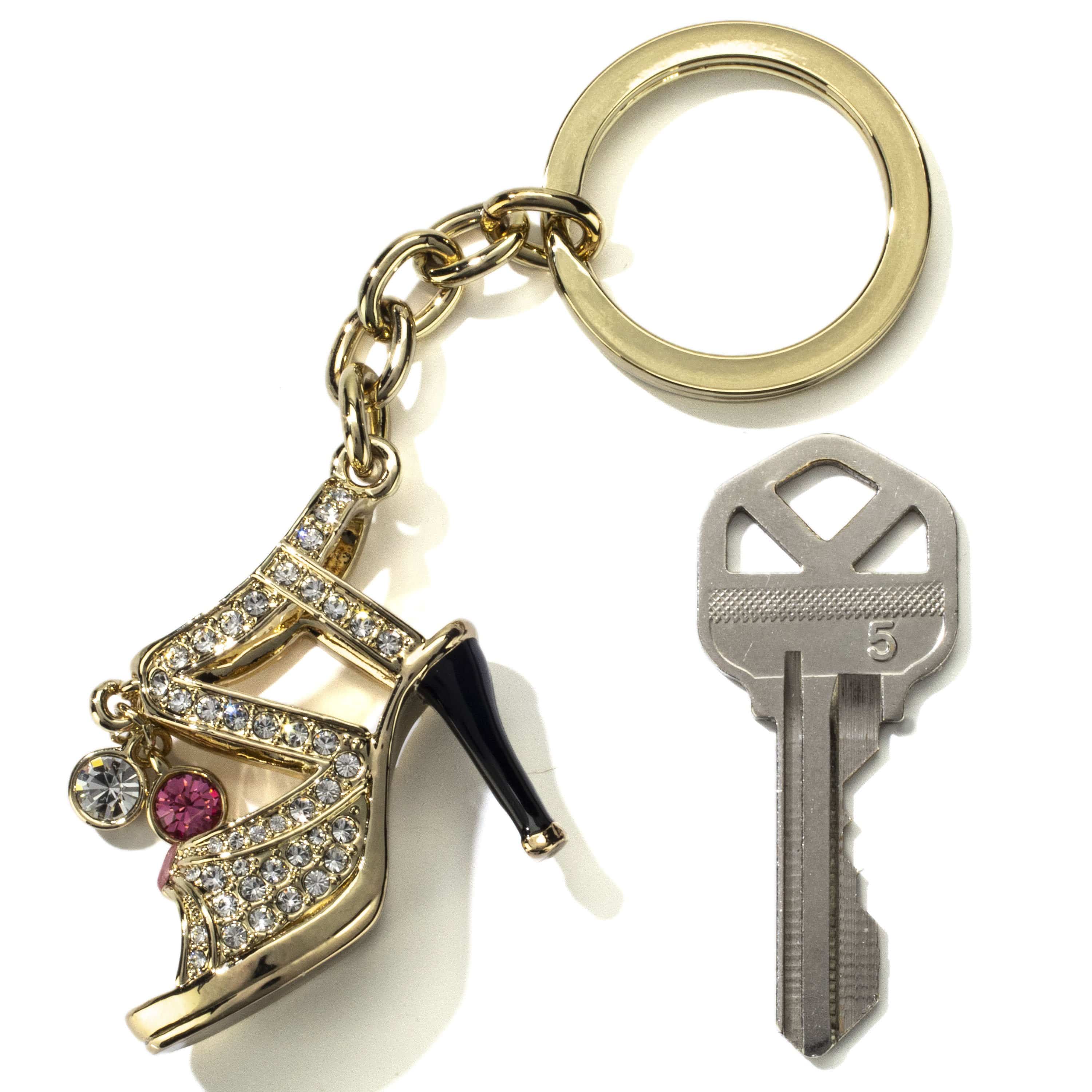 Kalifano Crystal Keychains Gold Dress Shoe Keychain made with Swarovski Crystals SKC-167