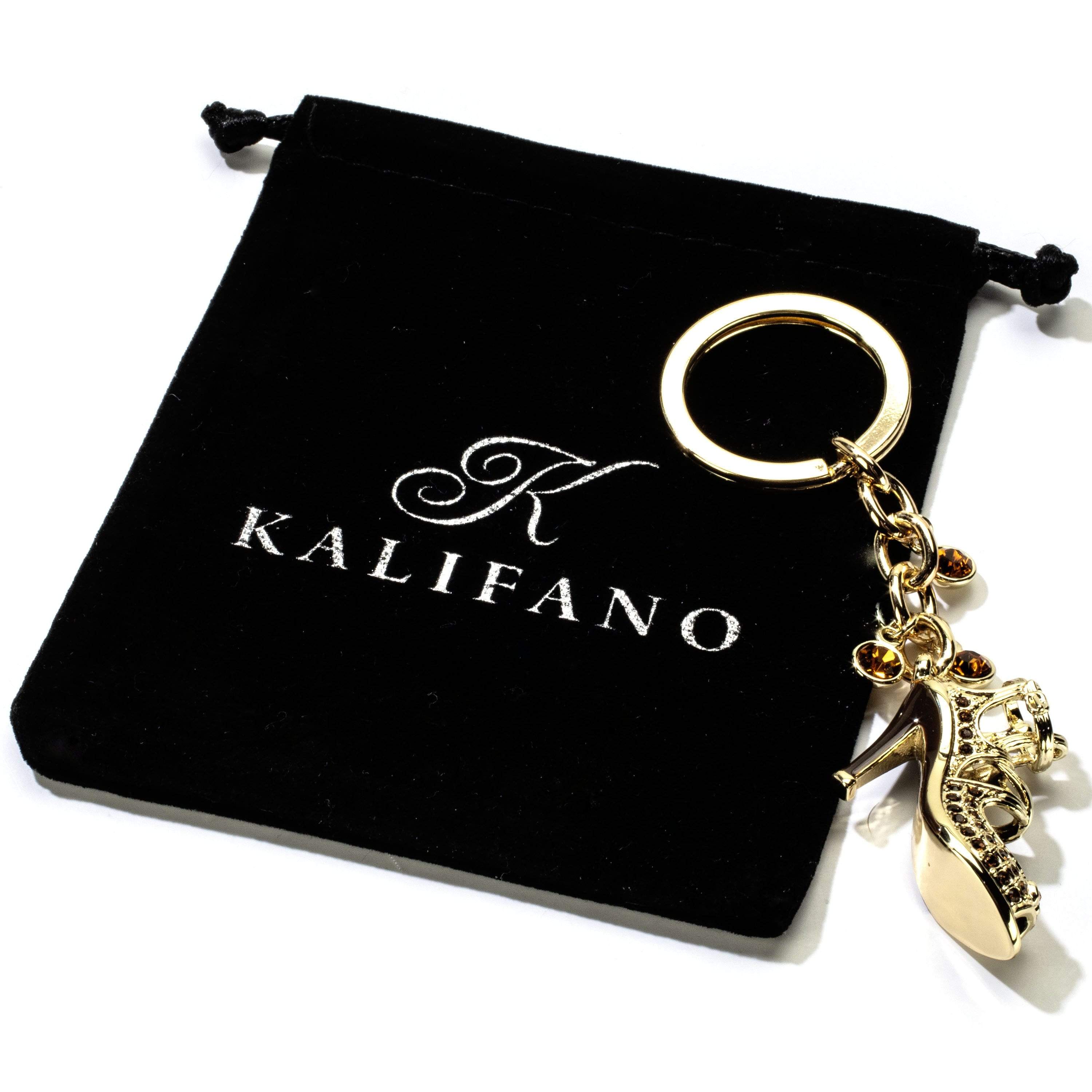 Kalifano Crystal Keychains Gold High Heels Keychain made with Swarovski Crystals SKC-143