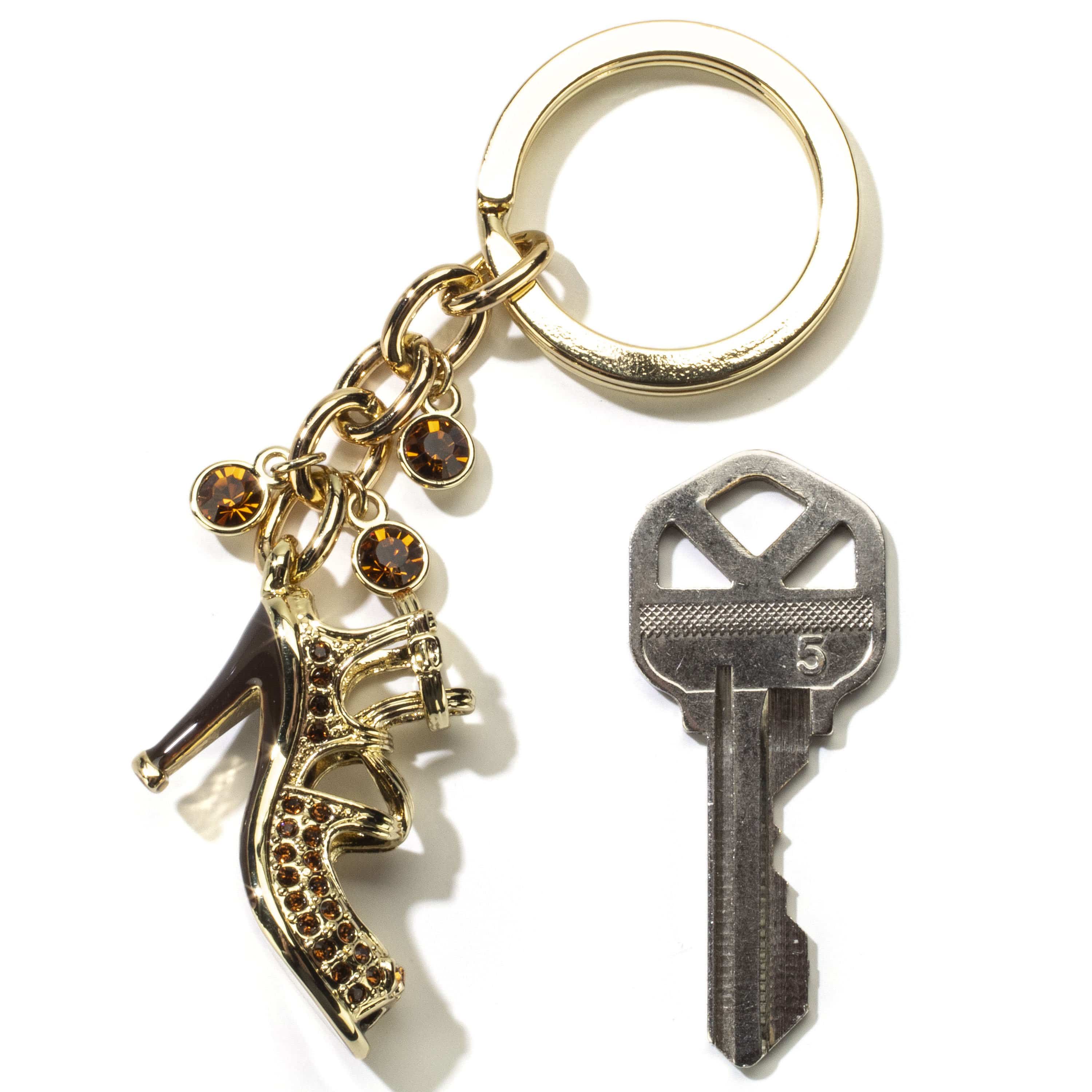 Kalifano Crystal Keychains Gold High Heels Keychain made with Swarovski Crystals SKC-143