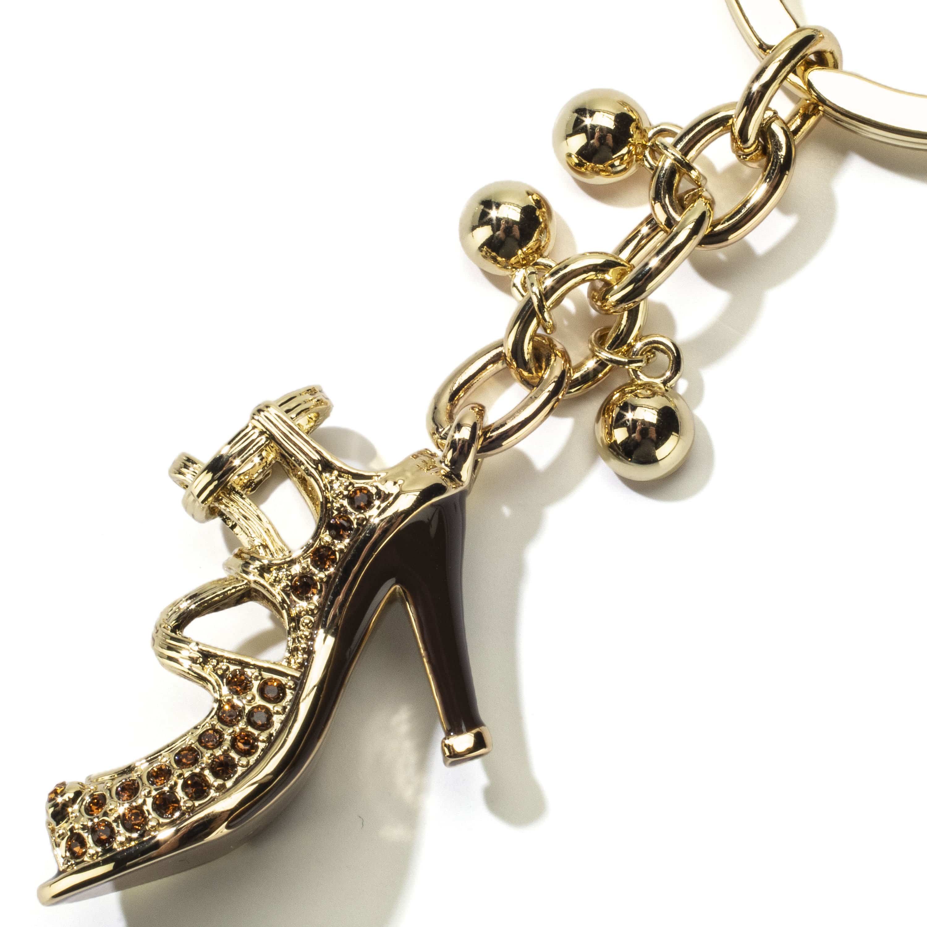 Kalifano Crystal Keychains Gold High Heels Keychain made with Swarovski Crystals SKC-143