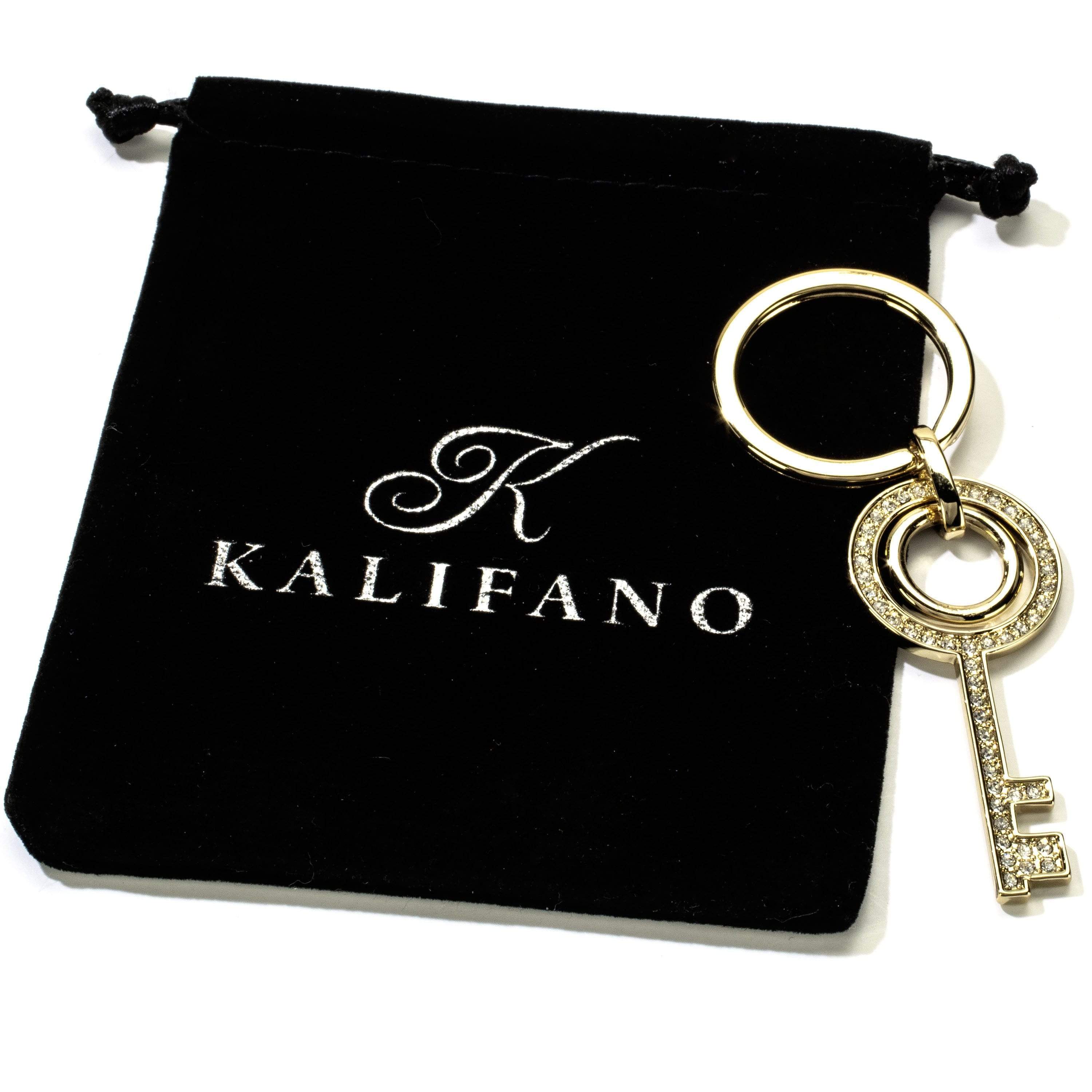 Kalifano Crystal Keychains Gold Key Keychain made with Swarovski Crystals SKC-151