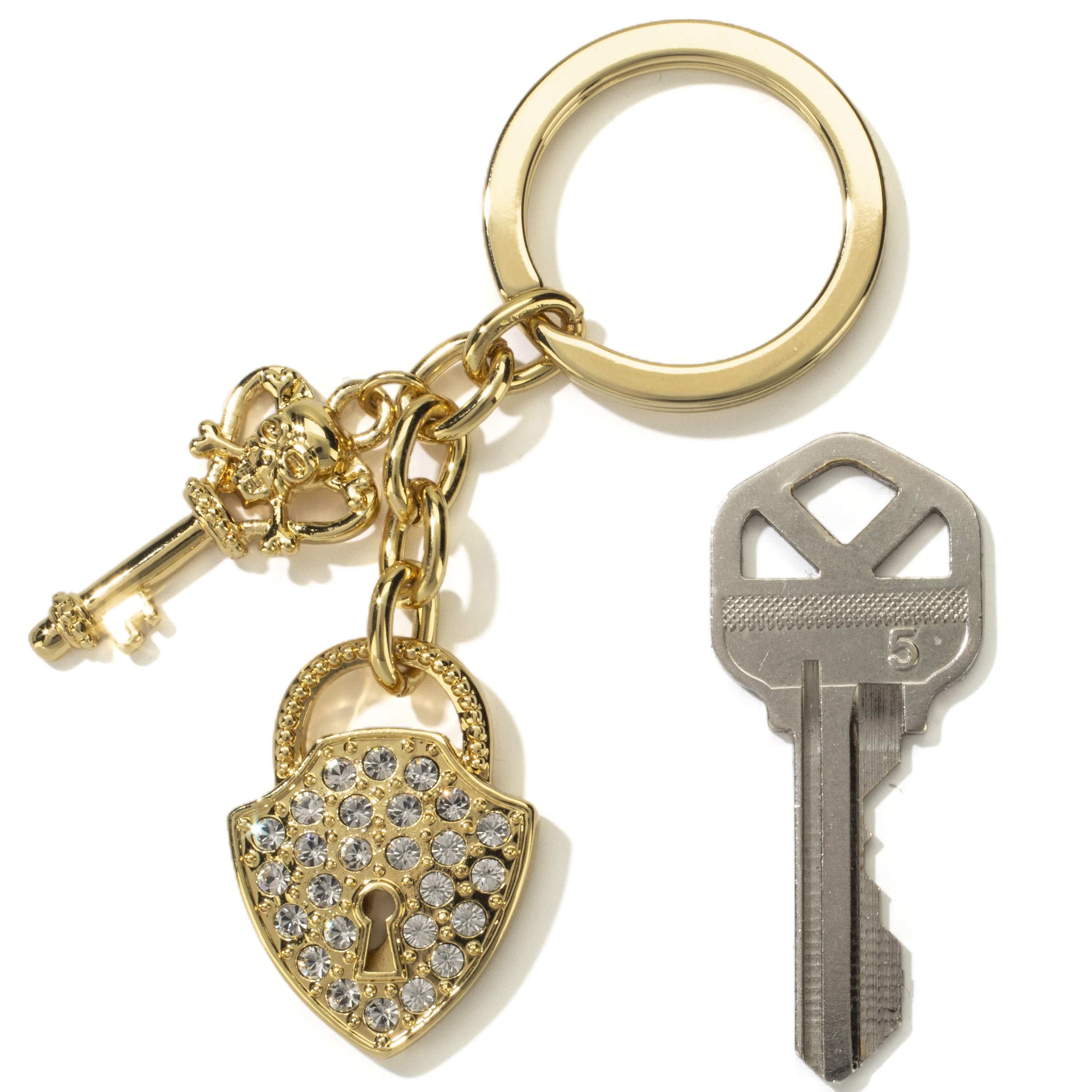 Kalifano Crystal Keychains Gold Key & Lock Keychain made with Swarovski Crystals SKC-164