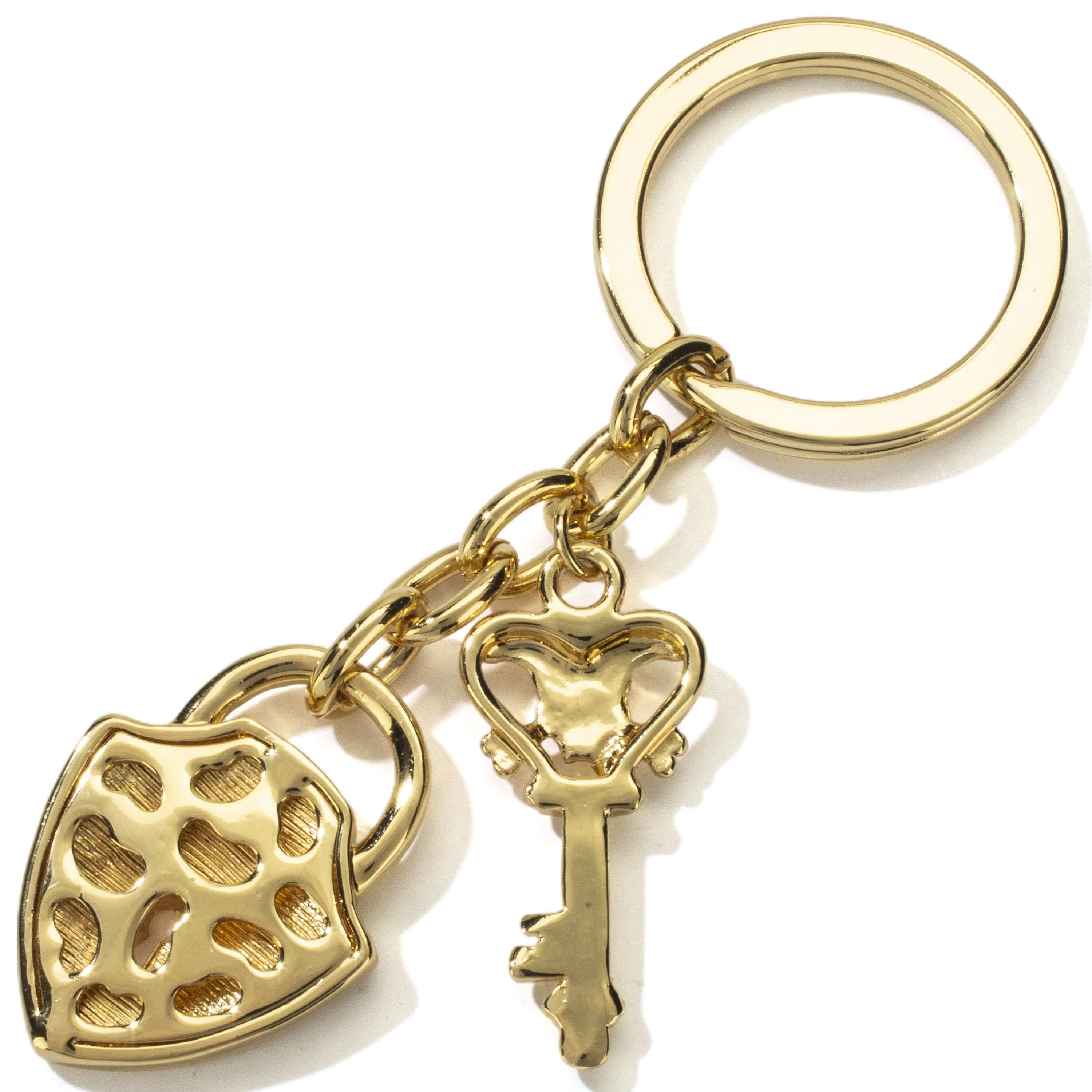Kalifano Crystal Keychains Gold Key & Lock Keychain made with Swarovski Crystals SKC-164