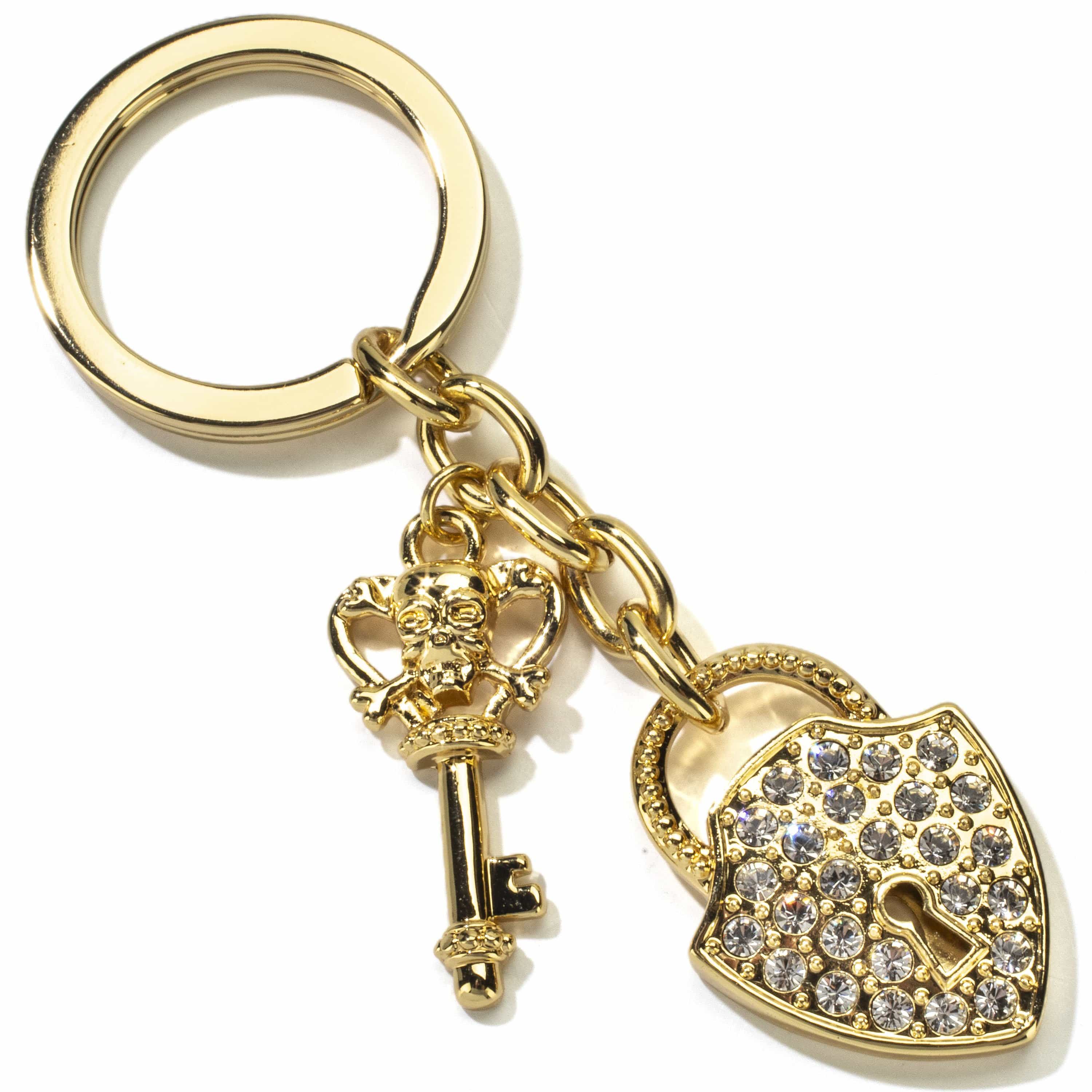 Kalifano Crystal Keychains Gold Key & Lock Keychain made with Swarovski Crystals SKC-164