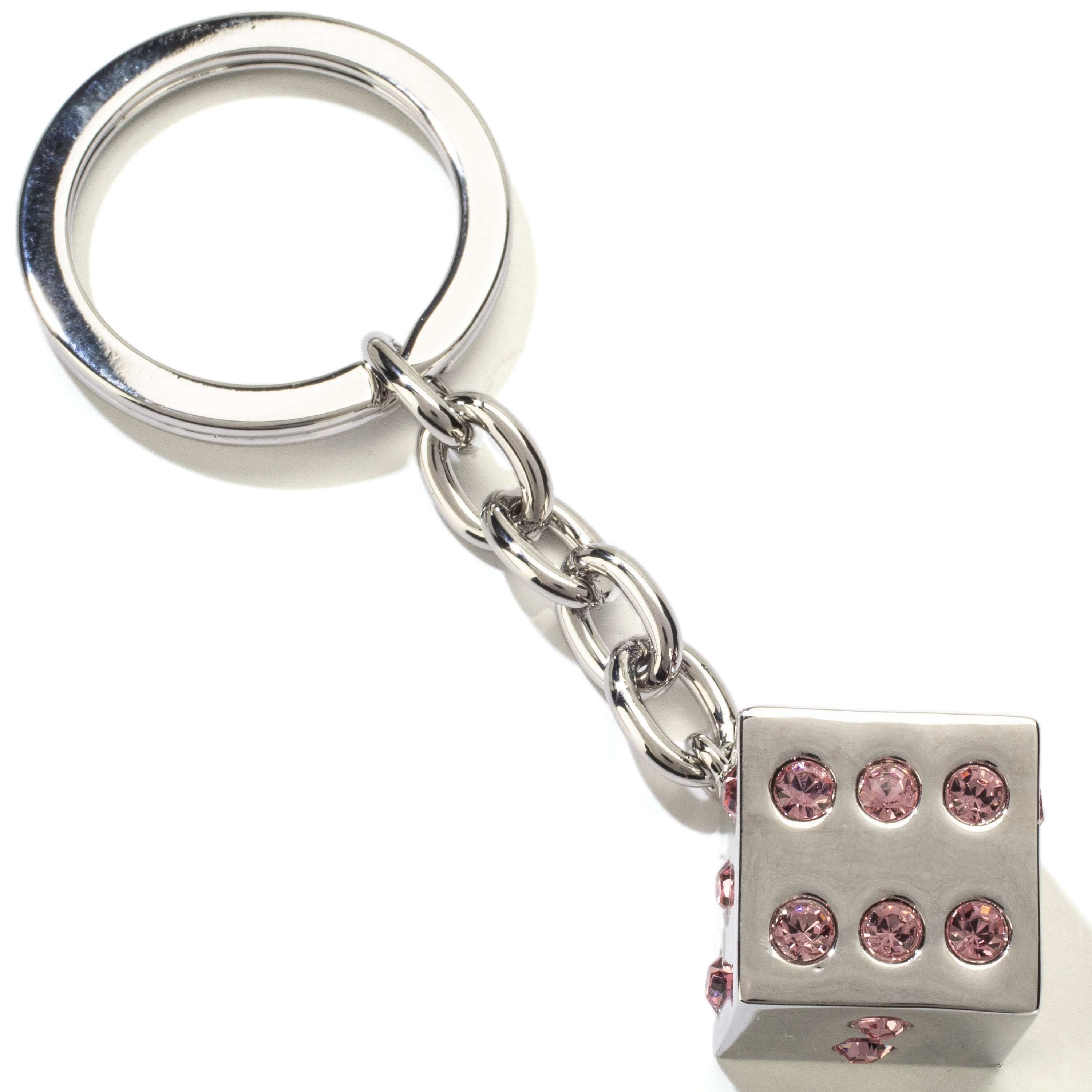 Kalifano Crystal Keychains Las Vegas Rose Dice Keychain made with Swarovski Crystals SKC-079