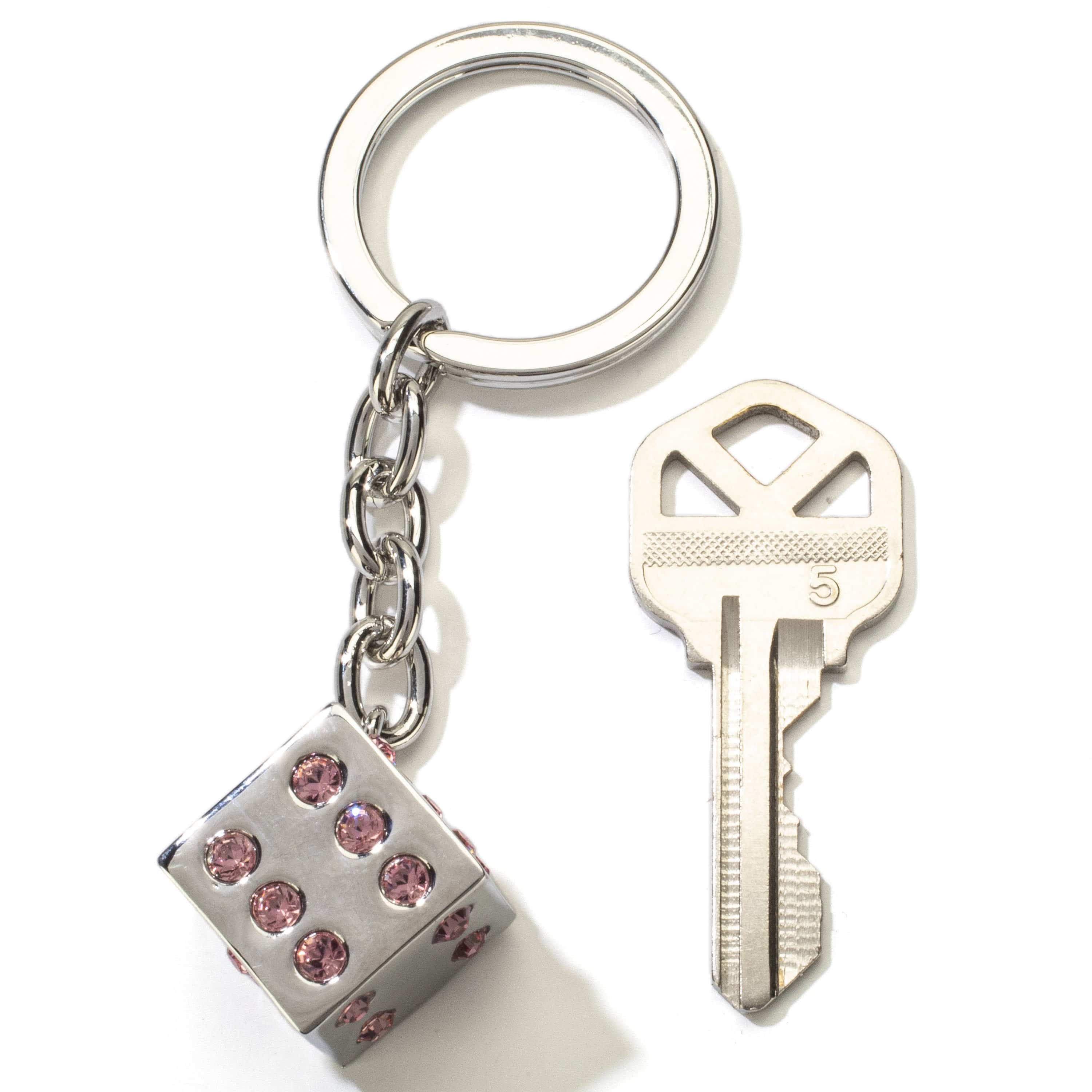 Kalifano Crystal Keychains Las Vegas Rose Dice Keychain made with Swarovski Crystals SKC-079
