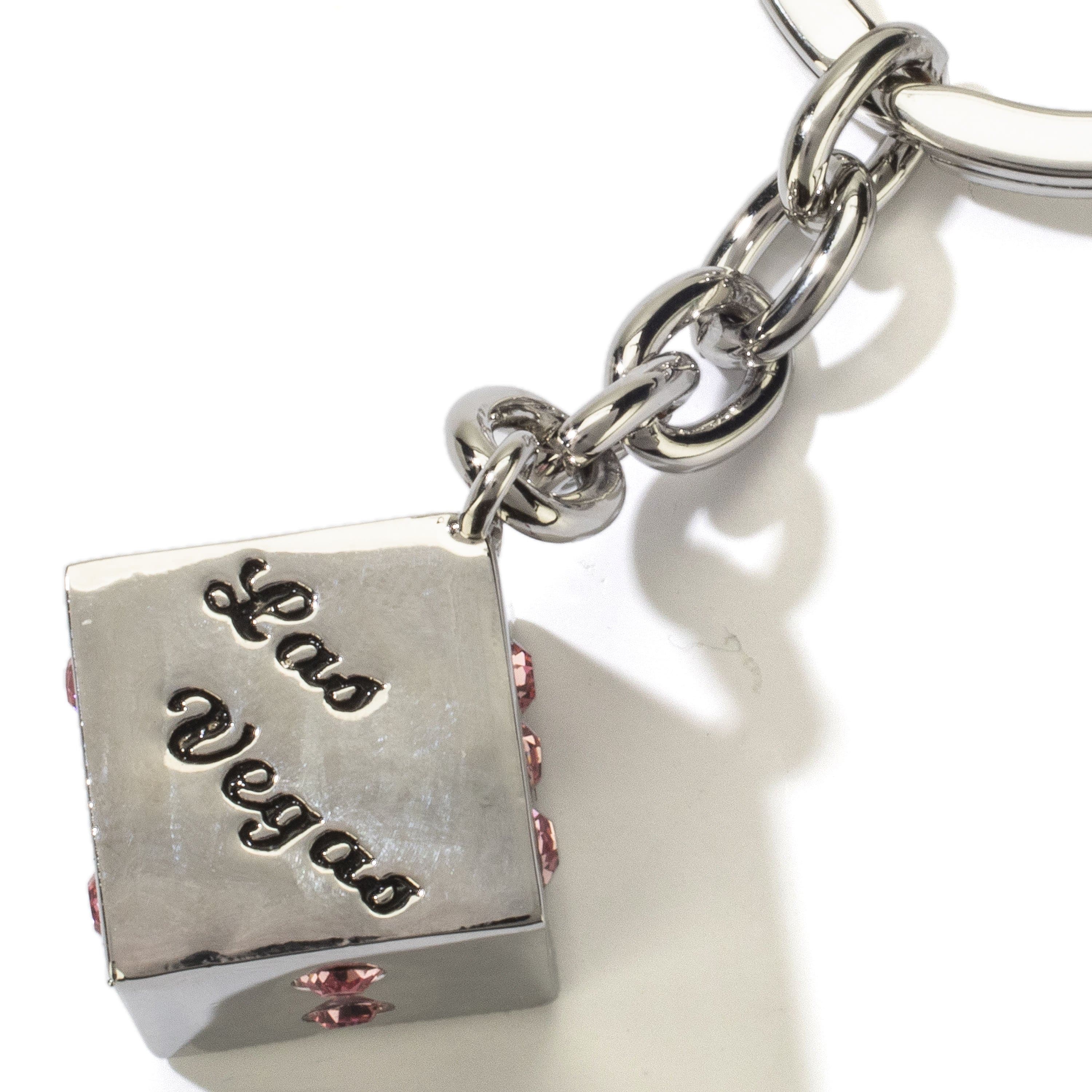 Kalifano Crystal Keychains Las Vegas Rose Dice Keychain made with Swarovski Crystals SKC-079