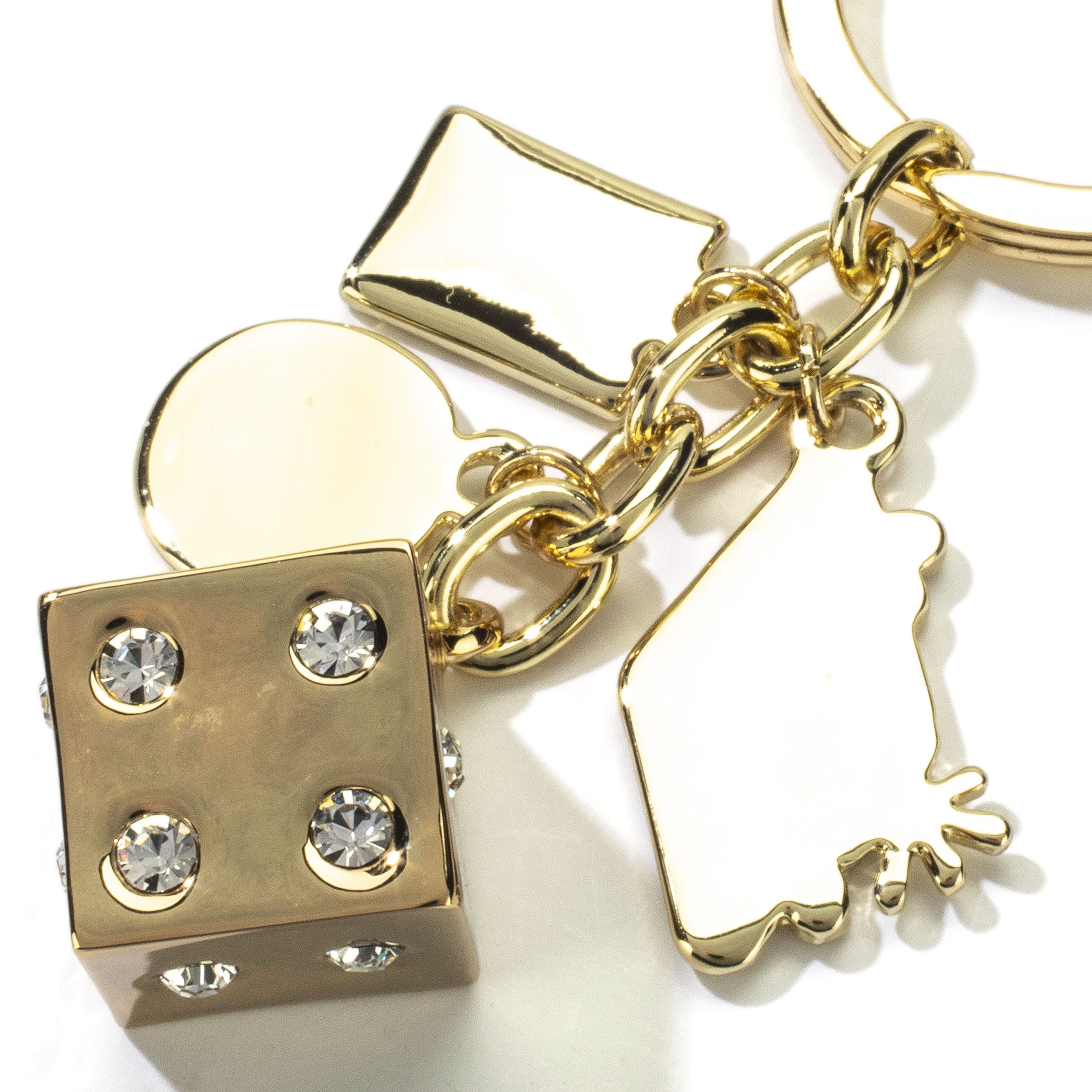 Kalifano Crystal Keychains Las Vegas Welcome Sign Gold Dice Clear Keychain made with Swarovski Crysstals SKC-187