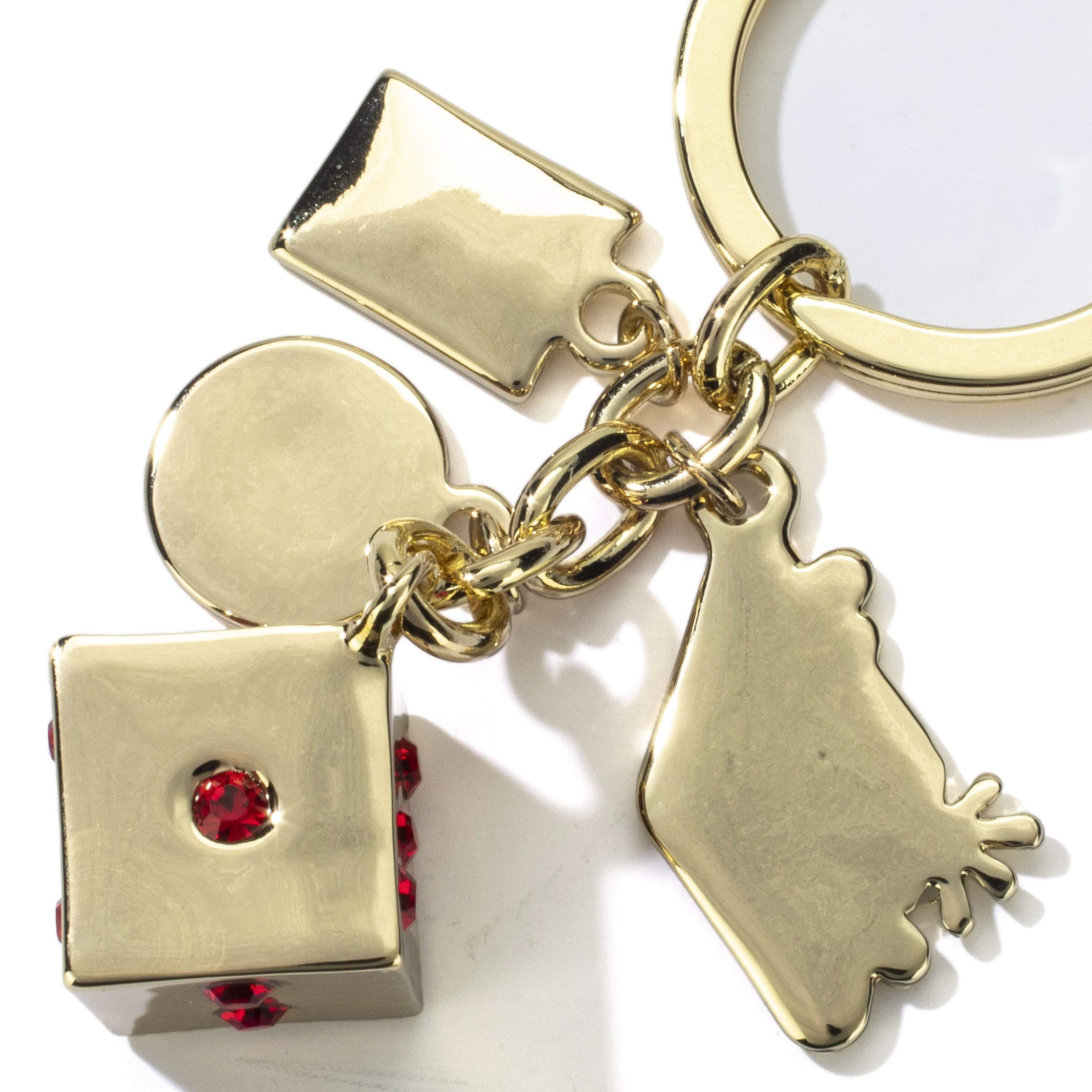 Kalifano Crystal Keychains Las Vegas Welcome Sign Gold Dice Keychain made with Swarovski Crystals SKC-184