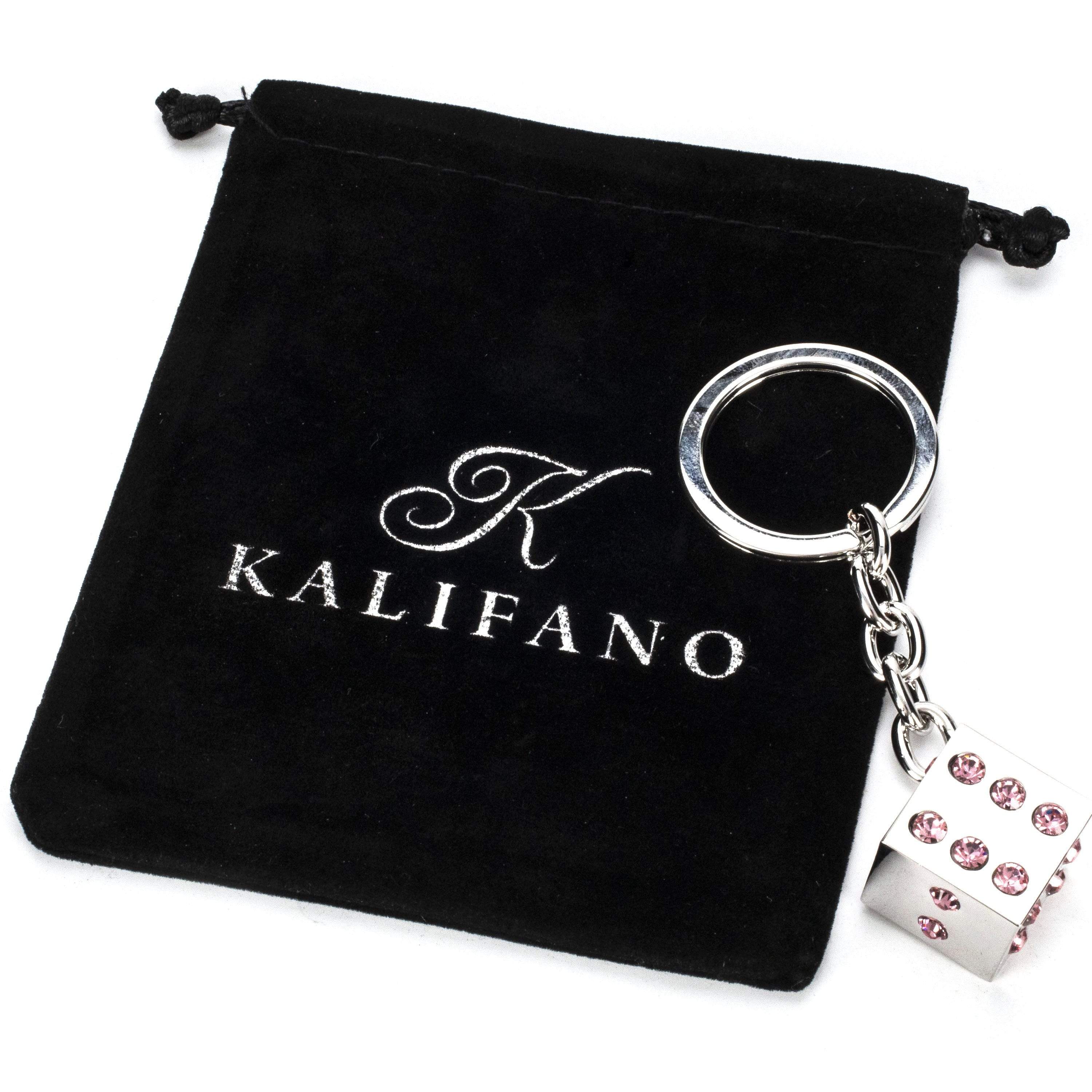 Kalifano Crystal Keychains Pink Dice Keychain made with Swarovski Crystals SKC-130