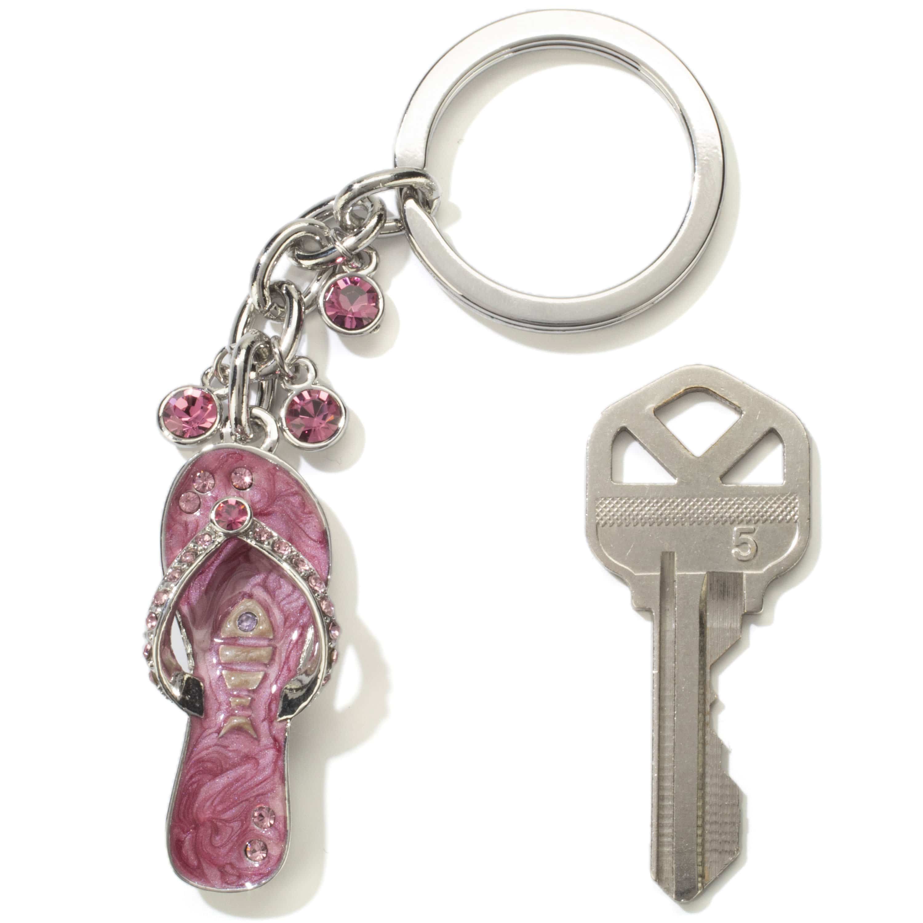 Kalifano Crystal Keychains Pink Flip Flop Keychain made with Swarovski Crystals SKC-066