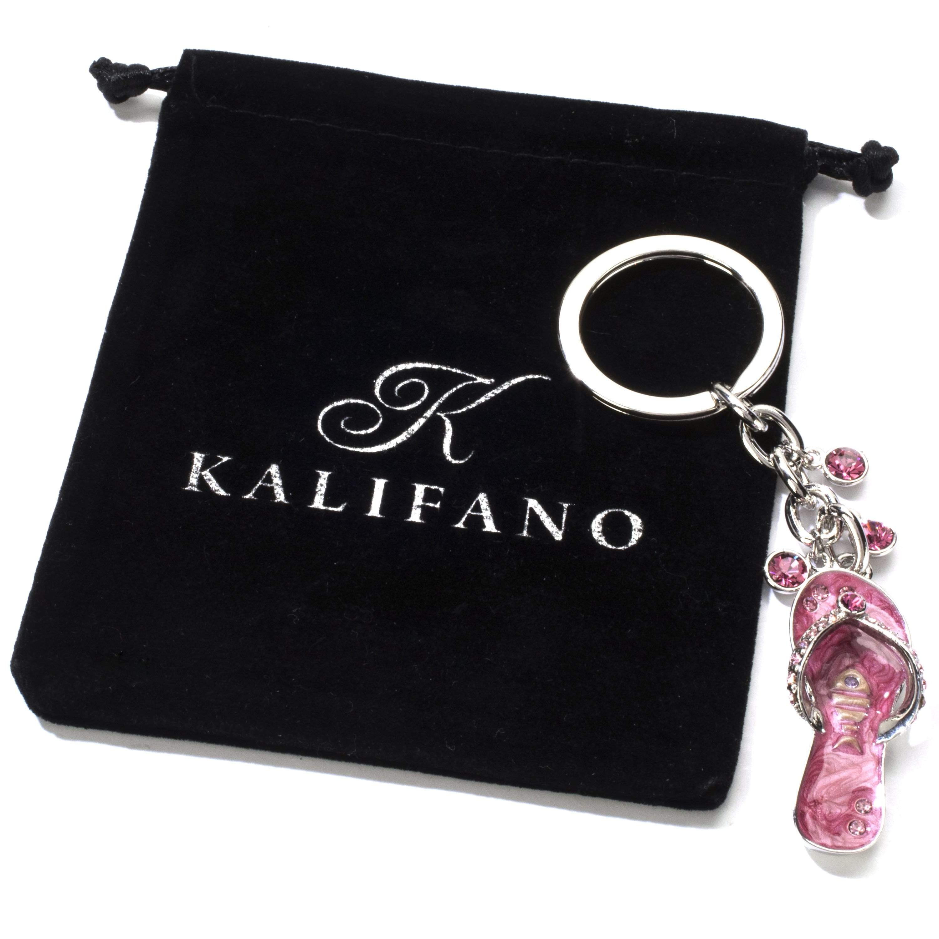 Kalifano Crystal Keychains Pink Flip Flop Keychain made with Swarovski Crystals SKC-066