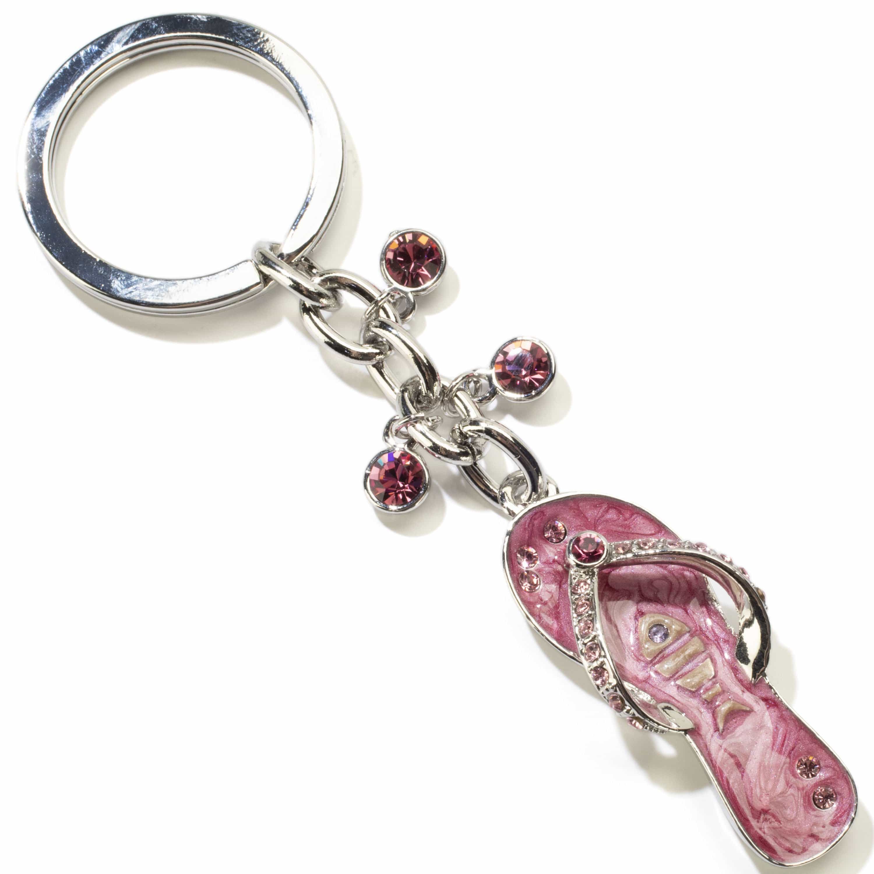 Kalifano Crystal Keychains Pink Flip Flop Keychain made with Swarovski Crystals SKC-066