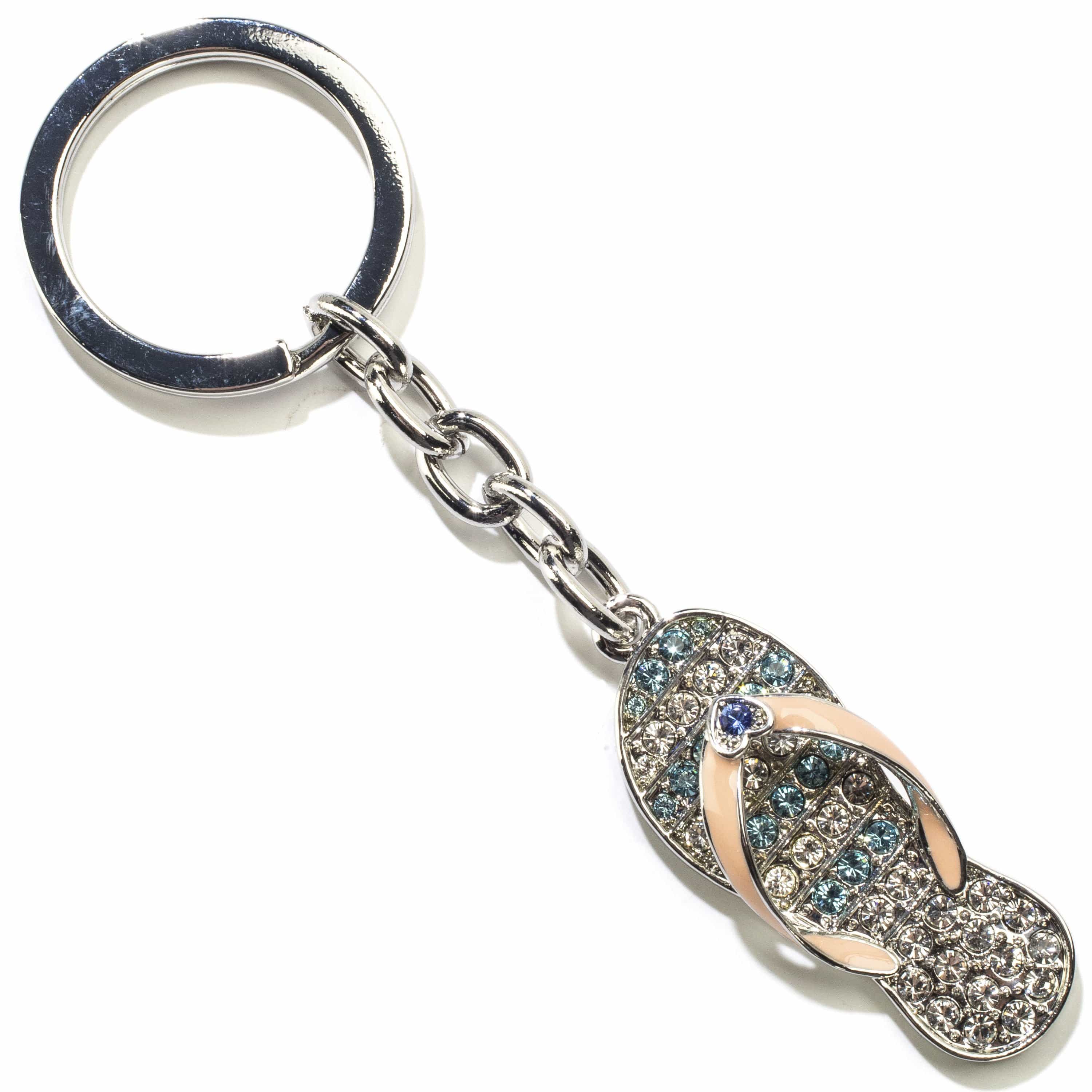 Kalifano Crystal Keychains Pink Flip Flop Keychain made with Swarovski Crystals SKC-098