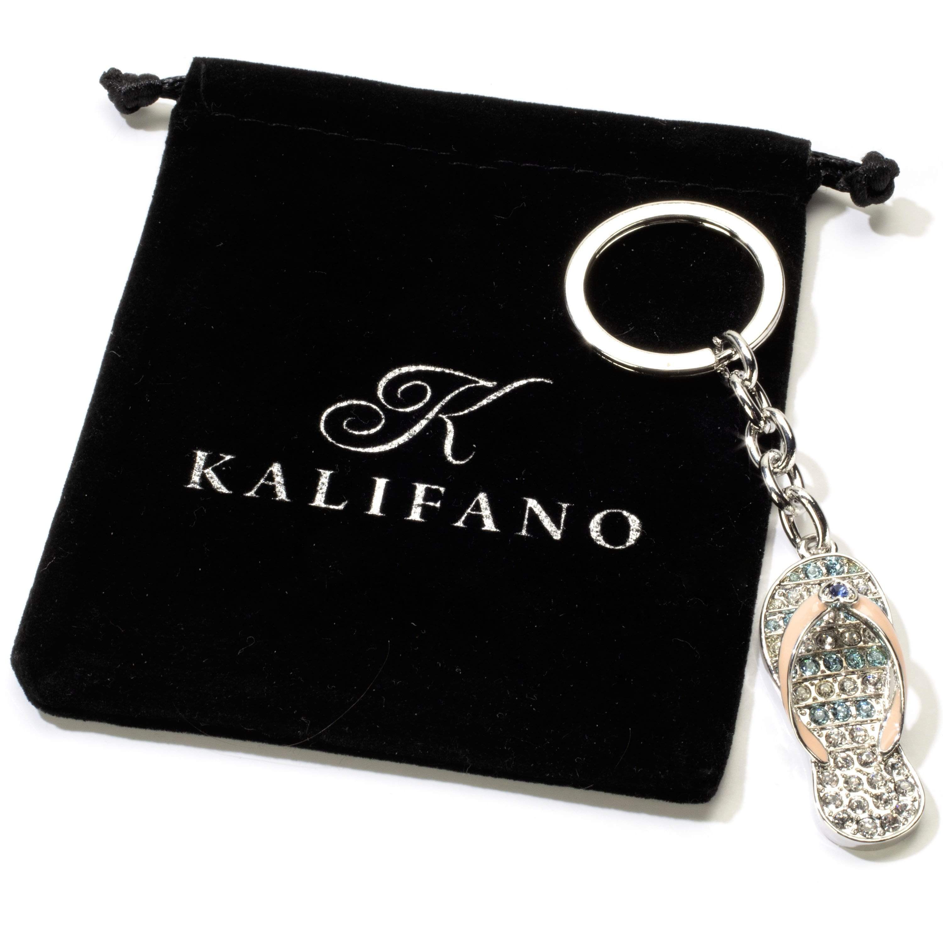 Kalifano Crystal Keychains Pink Flip Flop Keychain made with Swarovski Crystals SKC-098