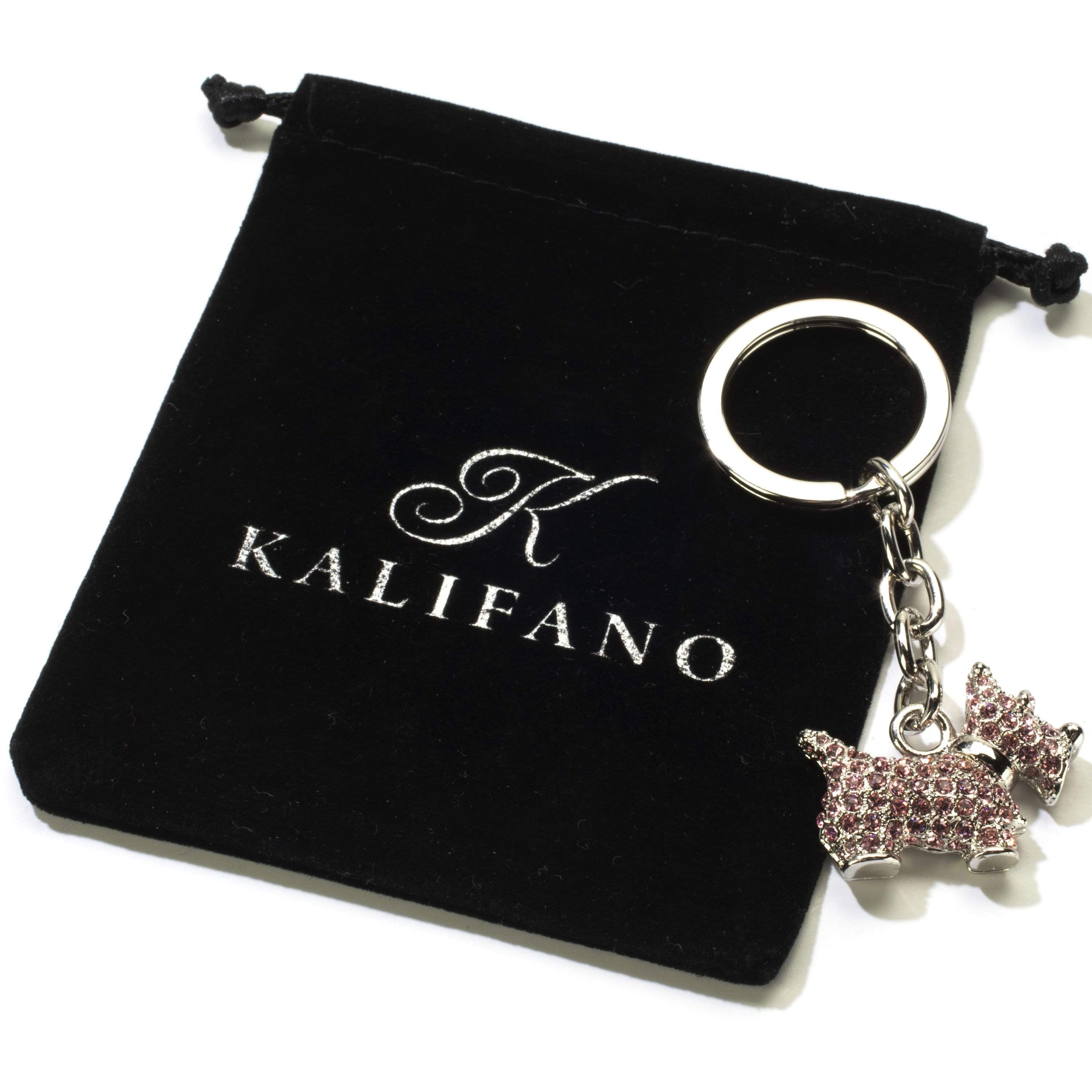 Kalifano Crystal Keychains Pink Scottish Terrier Keychain made with Swarovski Crystals SKC-058