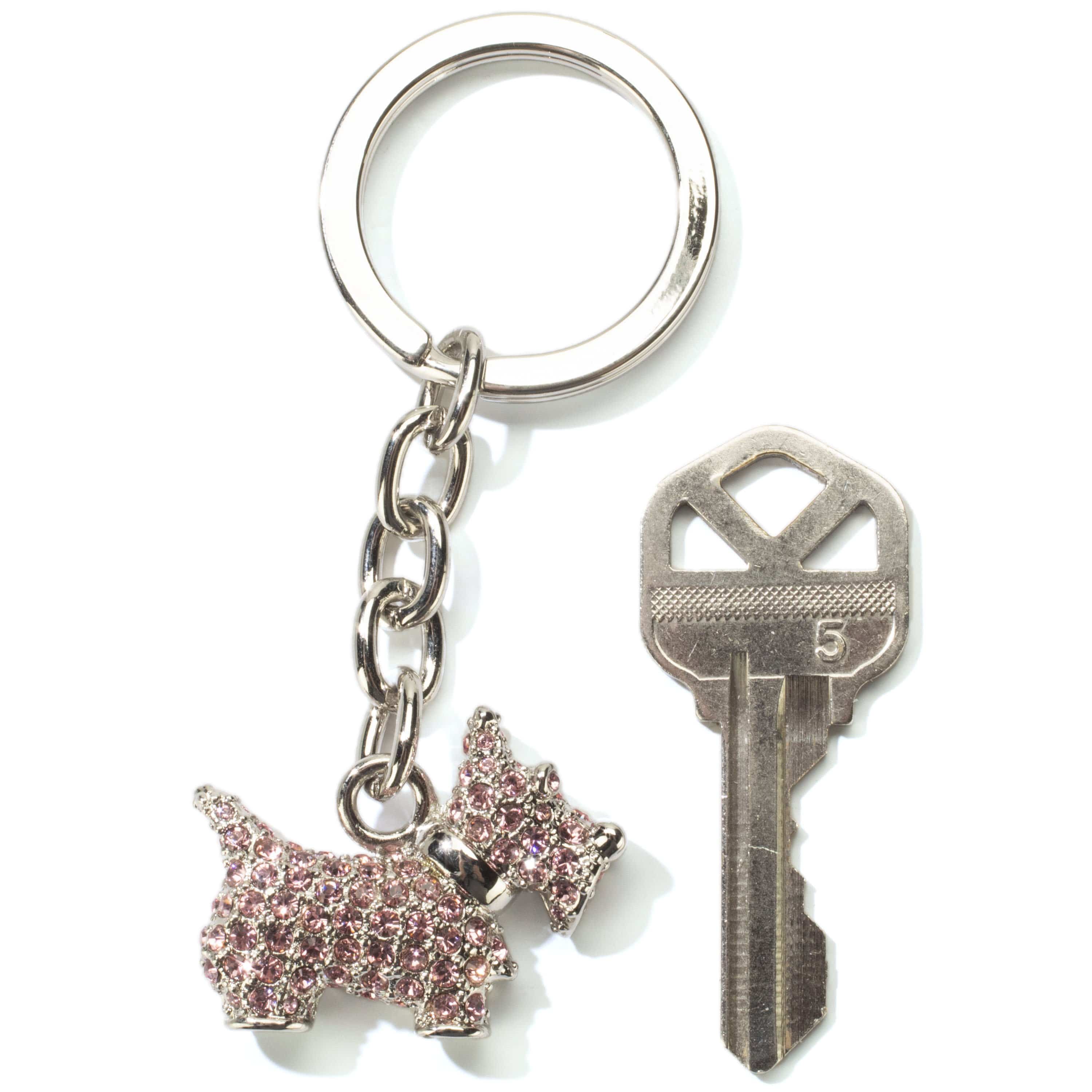 Kalifano Crystal Keychains Pink Scottish Terrier Keychain made with Swarovski Crystals SKC-058