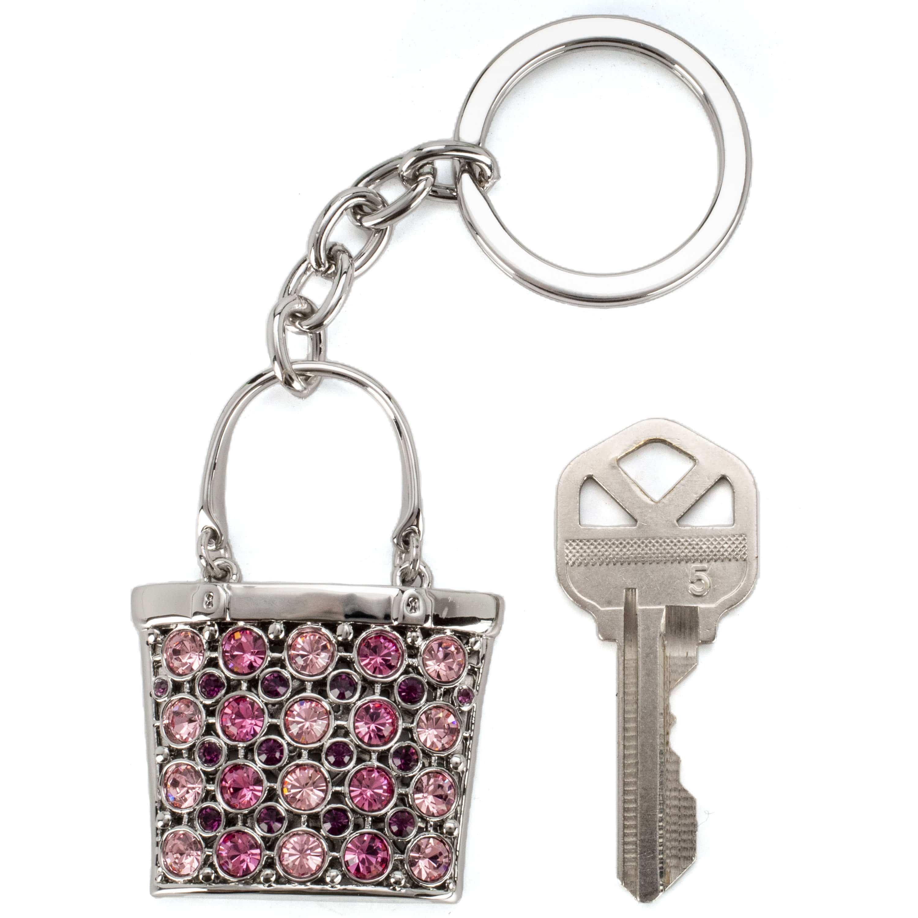 Kalifano Crystal Keychains Pink Stone Handbag Keychain made with Swarovski Crystals SKC-142