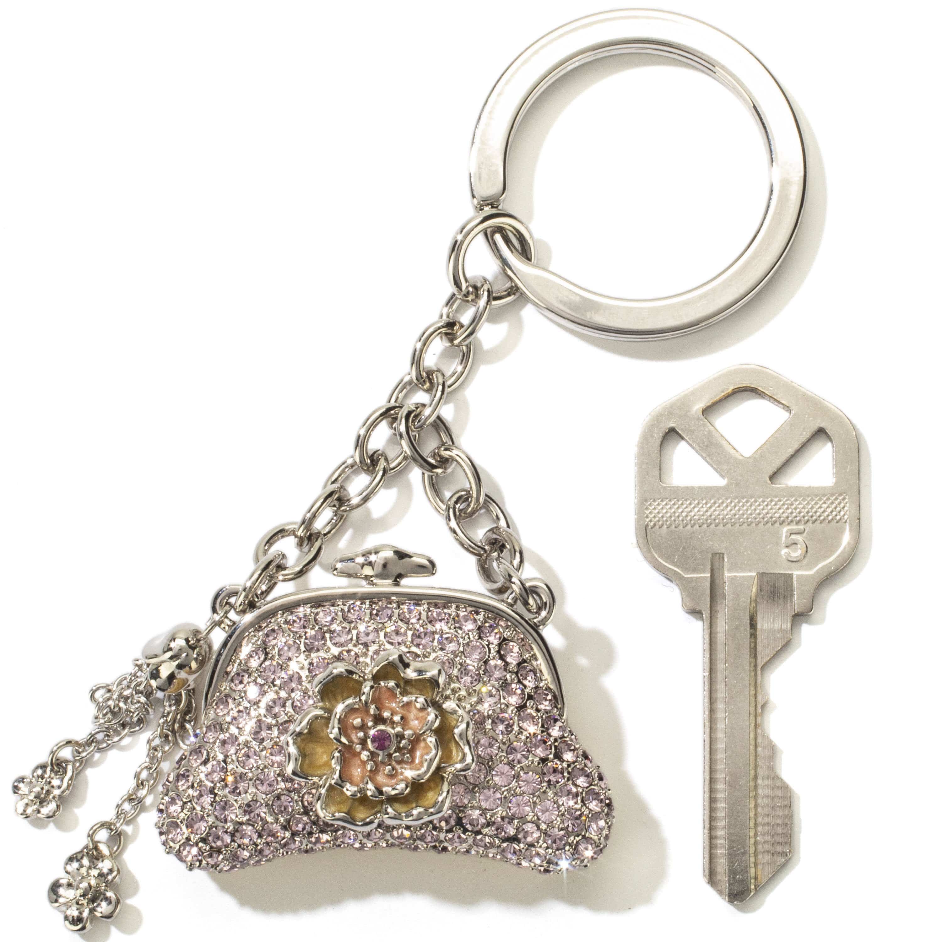 Kalifano Crystal Keychains Purple Purse Keychain made with Swarovski Crystals SKC-072