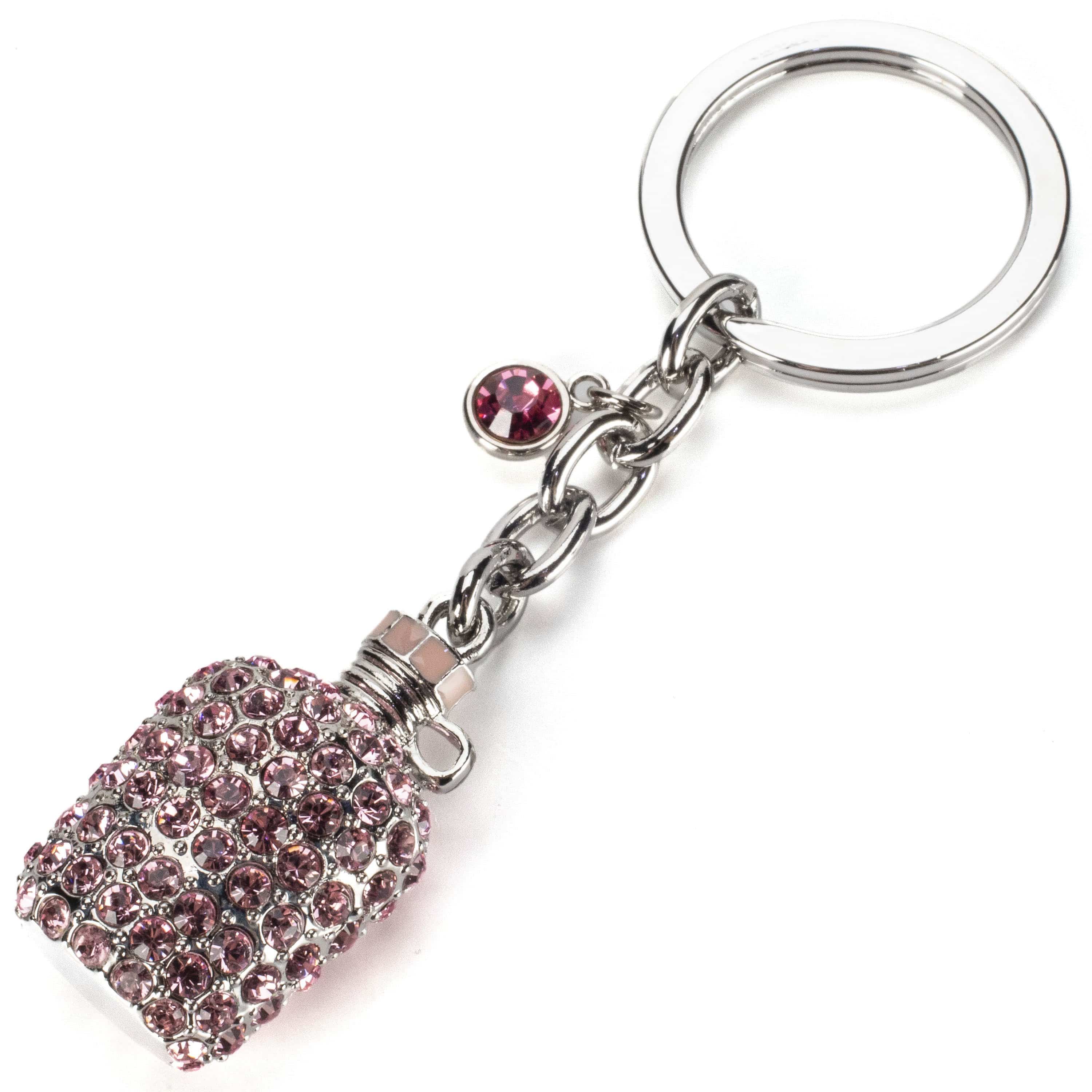 Kalifano Crystal Keychains Rose Bottle Keychain made with Swarovski Crystals SKC-082