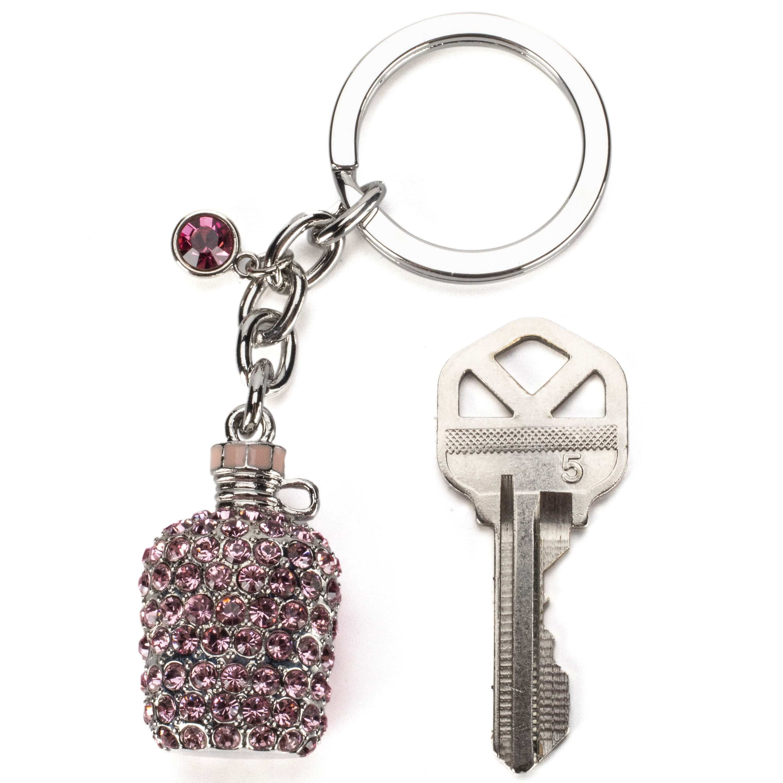 Kalifano Crystal Keychains Rose Bottle Keychain made with Swarovski Crystals SKC-082
