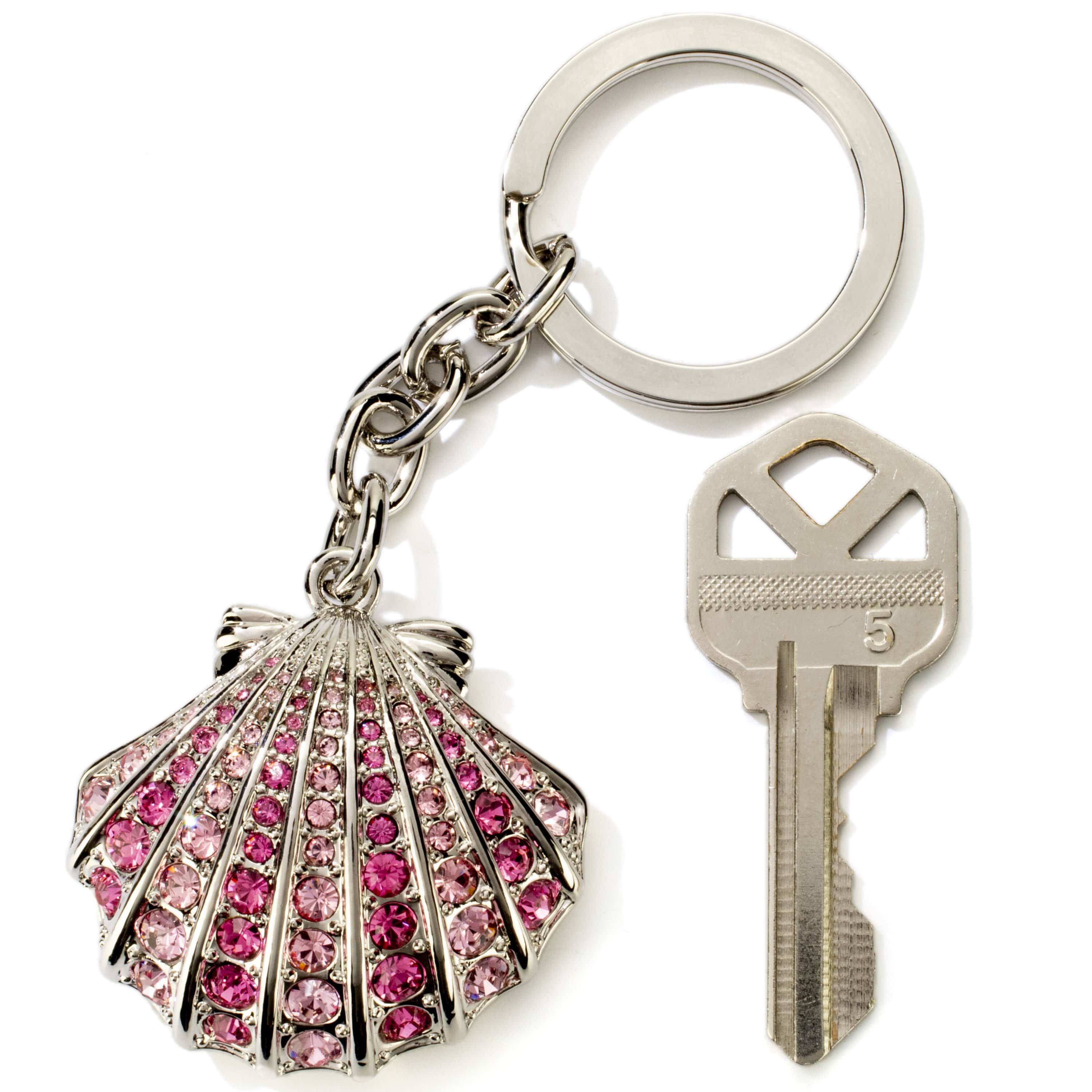 Kalifano Crystal Keychains Rose Clamshell Keychain made with Swarovski Crystals SKC-094