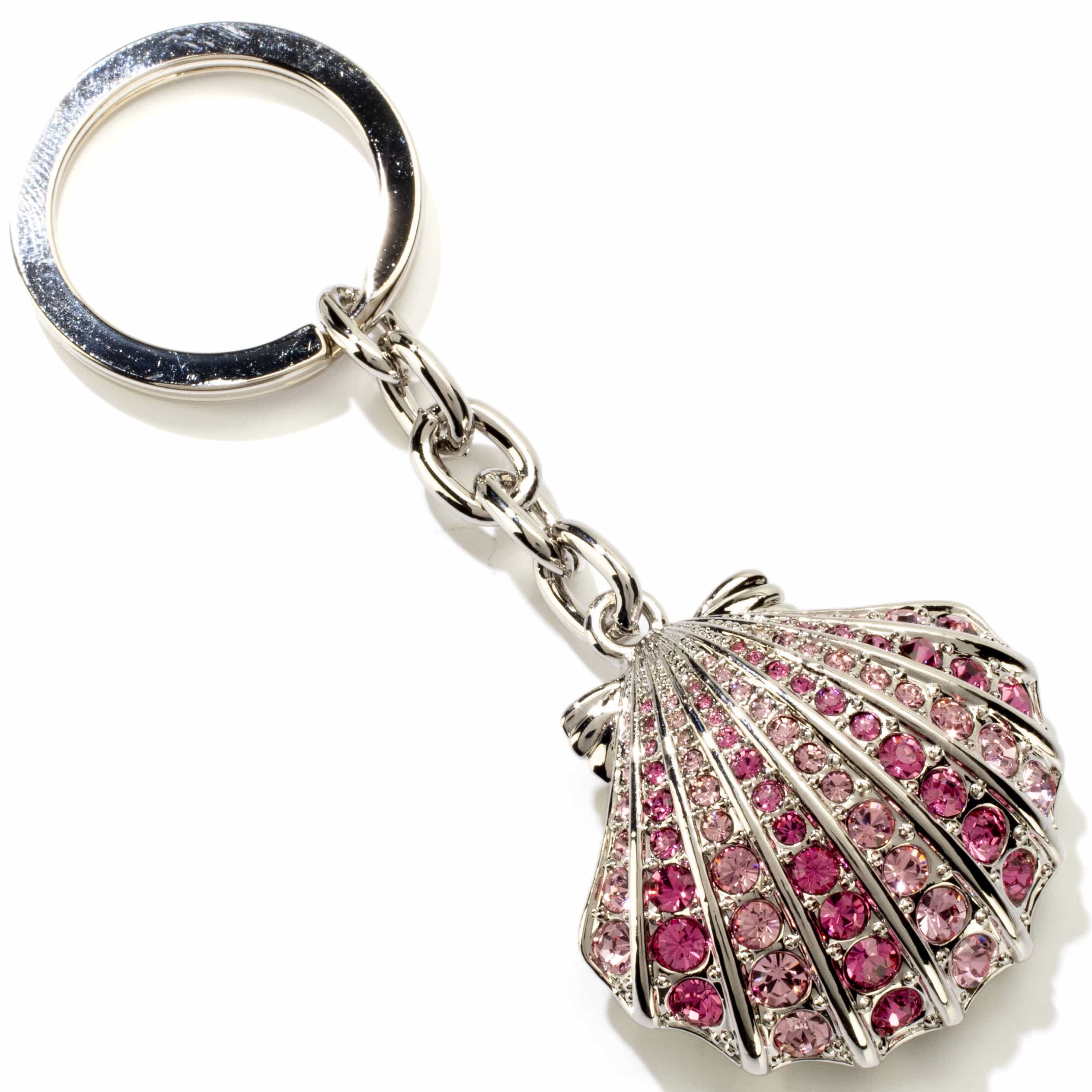 Kalifano Crystal Keychains Rose Clamshell Keychain made with Swarovski Crystals SKC-094