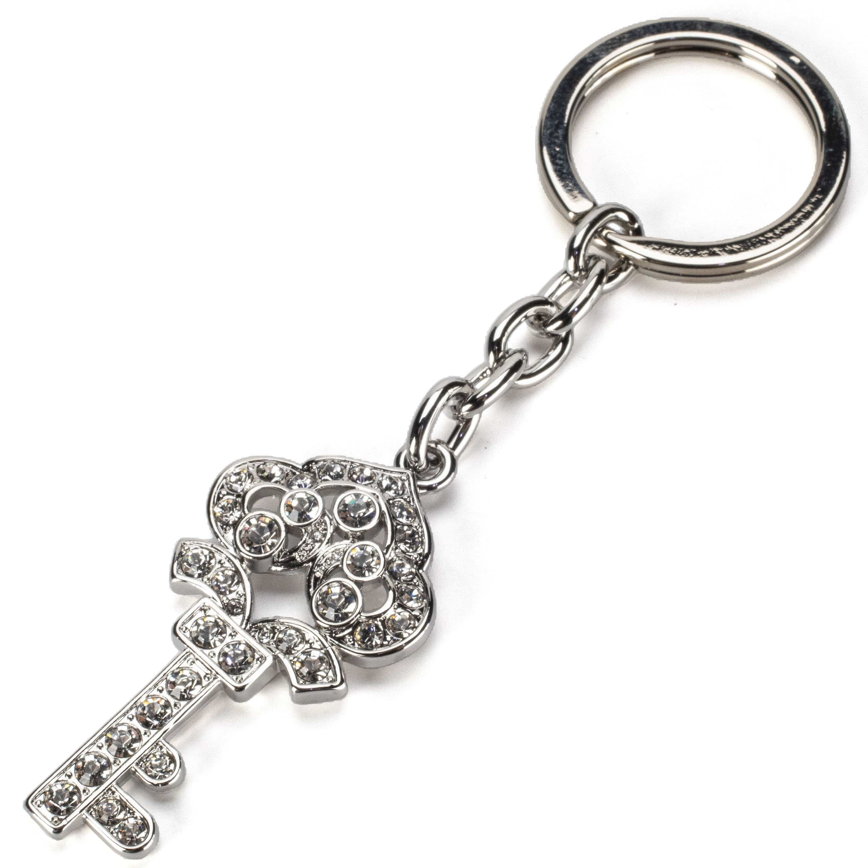 Kalifano Crystal Keychains Silver Crown Key Keychain made with Swarovski Crystals SKC-138