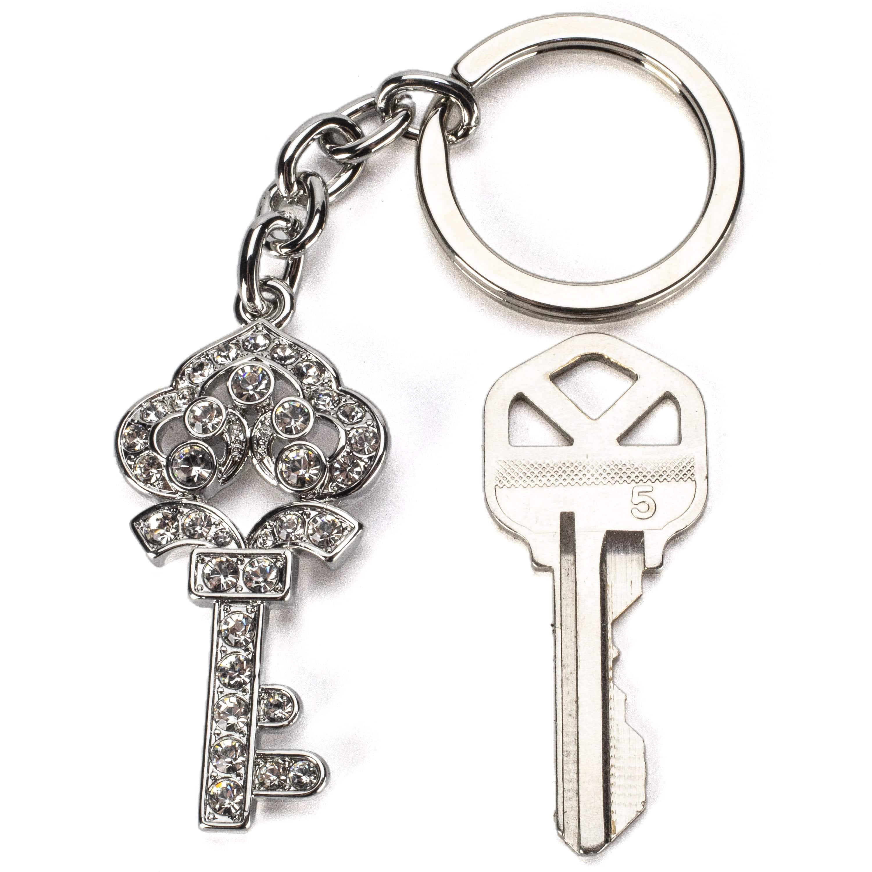 Kalifano Crystal Keychains Silver Crown Key Keychain made with Swarovski Crystals SKC-138